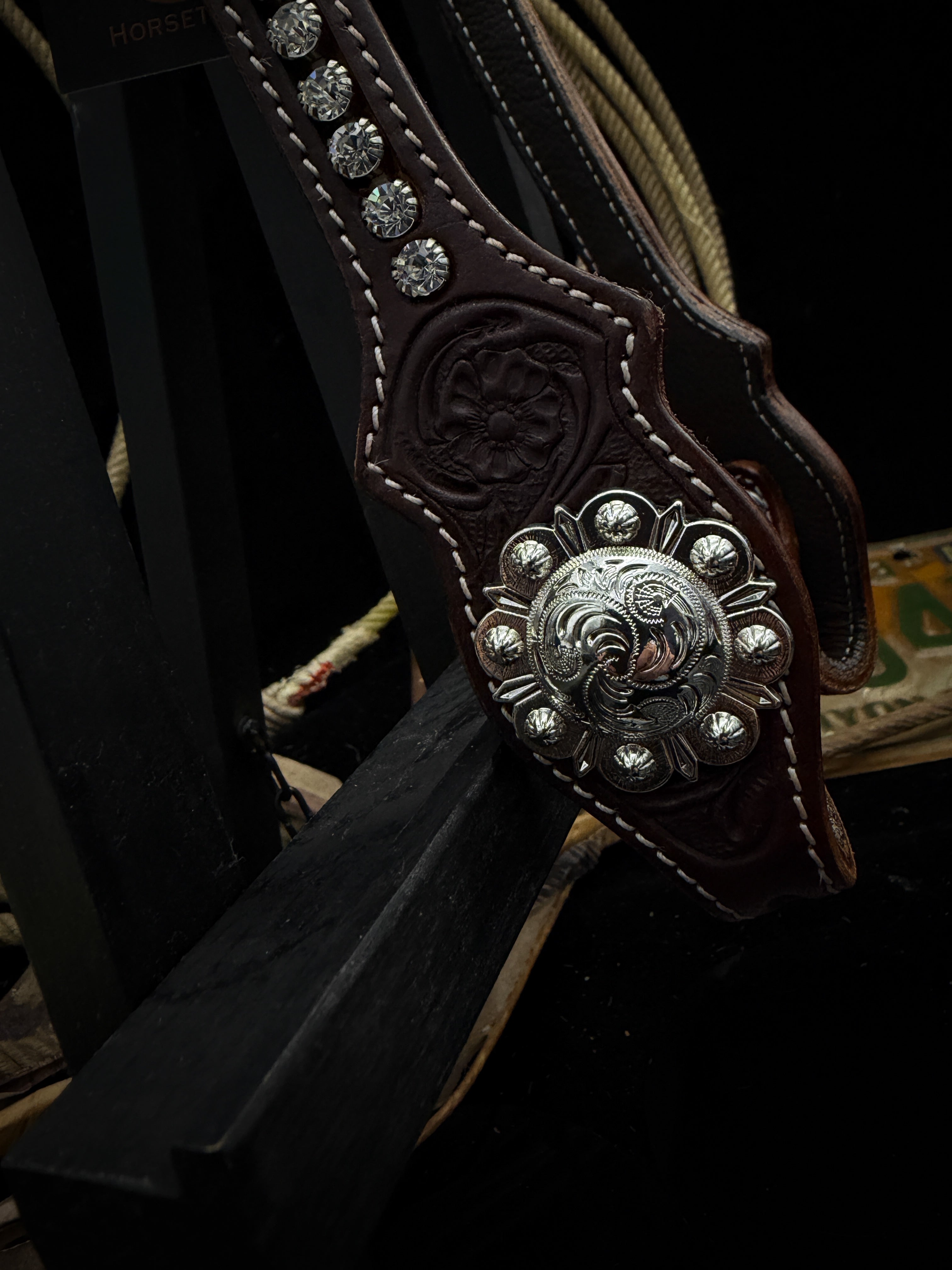 Premium | Westernhoofdstel | Dark Chestnut | Silver Shine -SOLD OUT