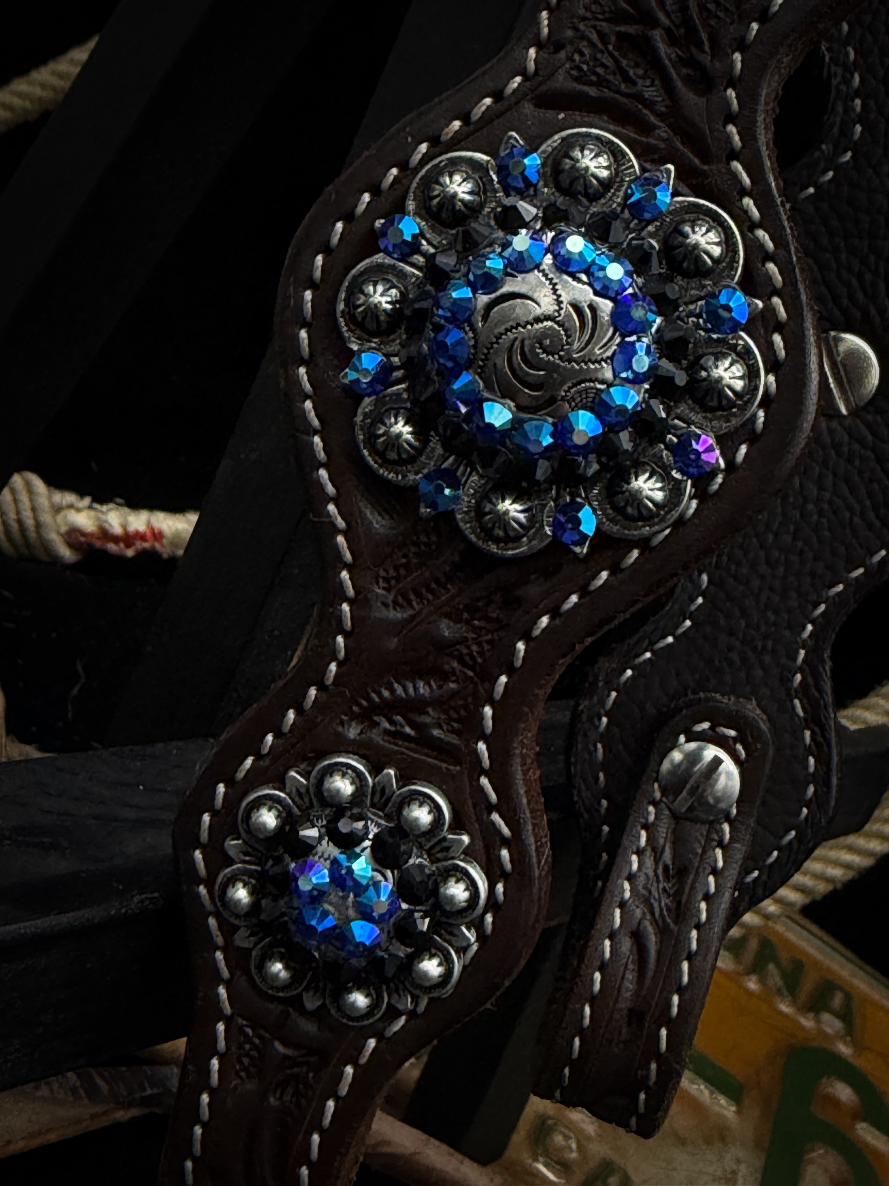 Premium | Westernhoofdstel | Dark Brown | Blue Steel Rebel