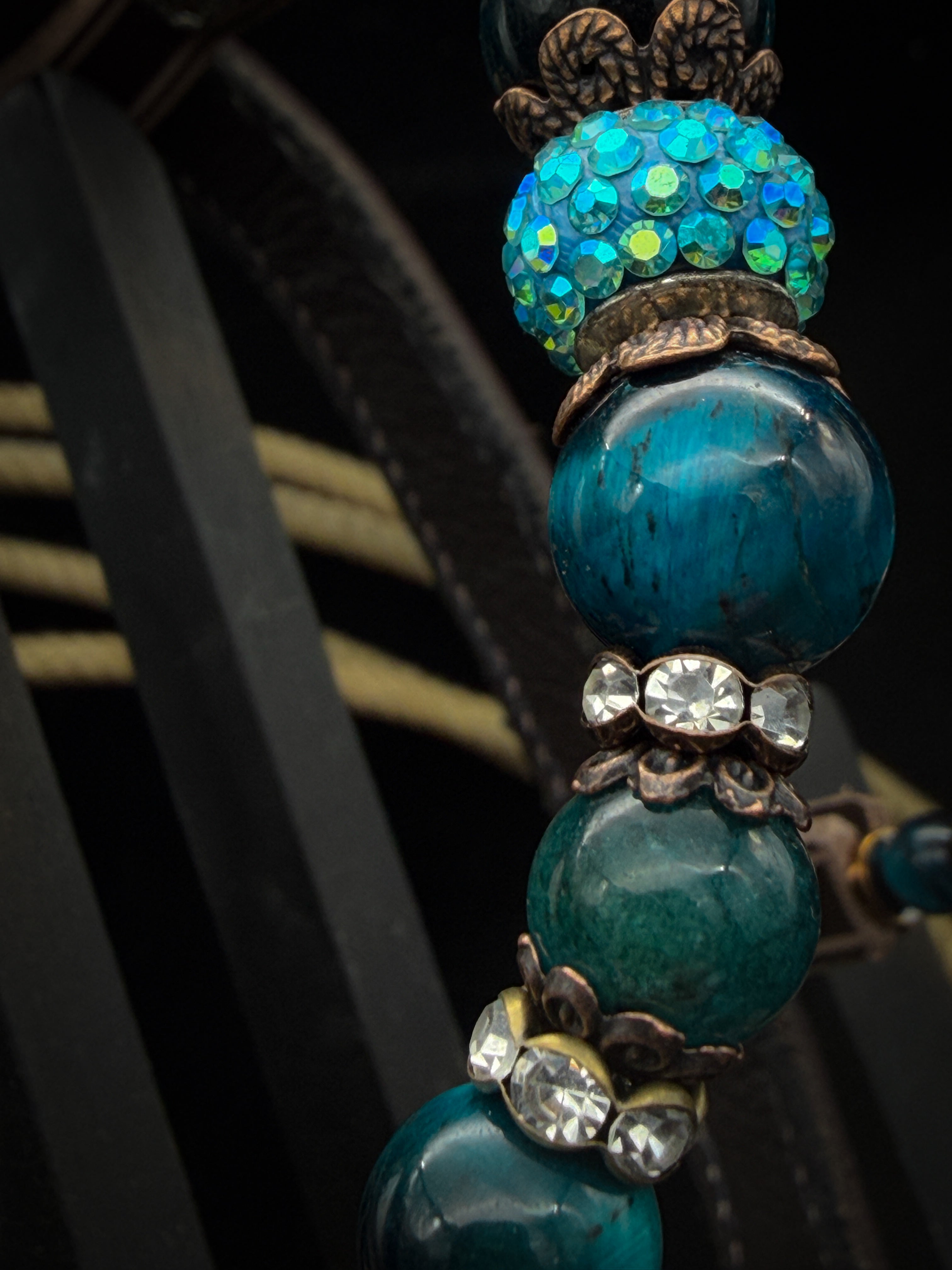 Premium | Westernhoofdstel | Antique dark chestnut | Turquoise Shine