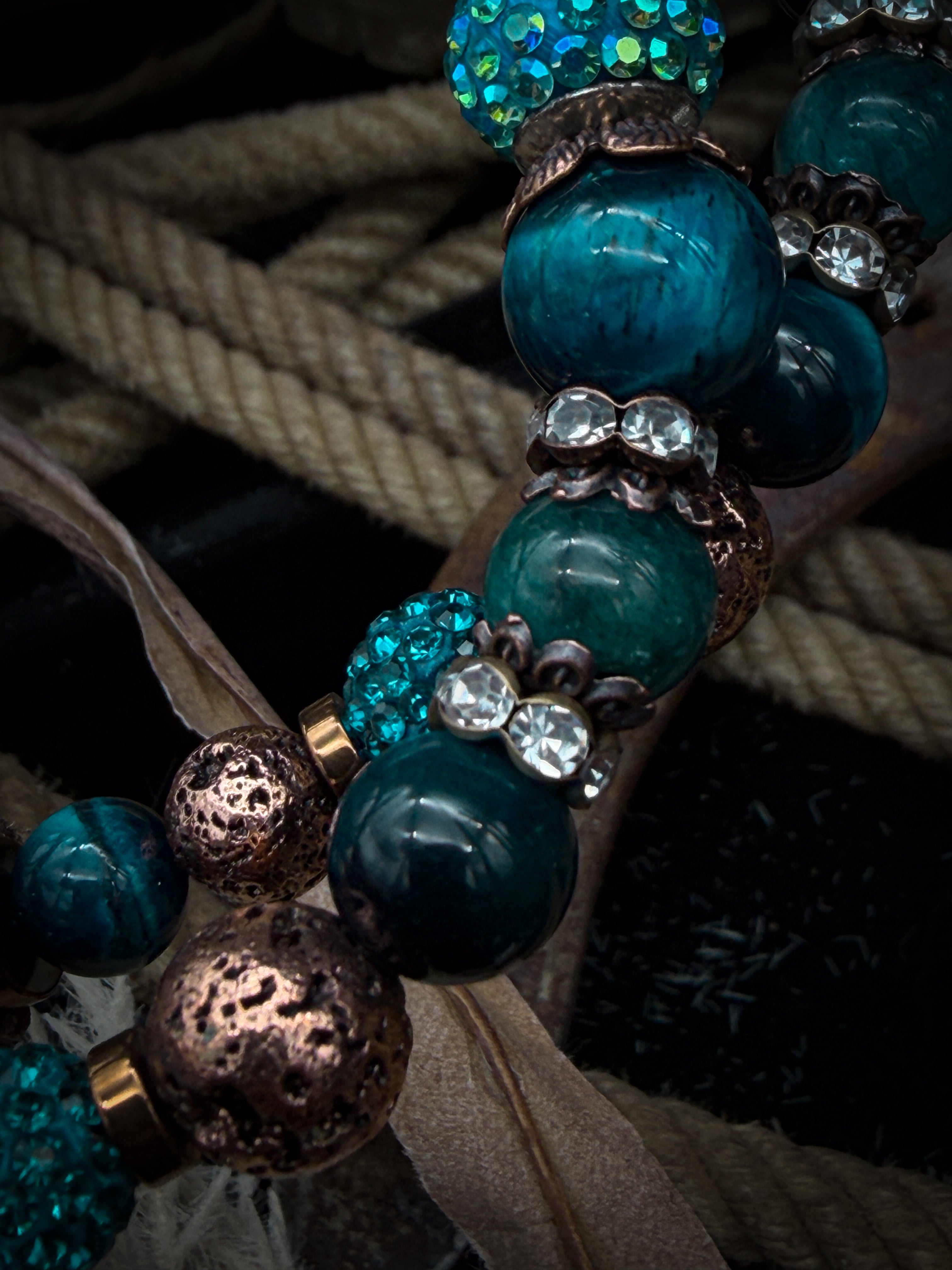 Premium | Westernhoofdstel | Antique dark chestnut | Turquoise Shine