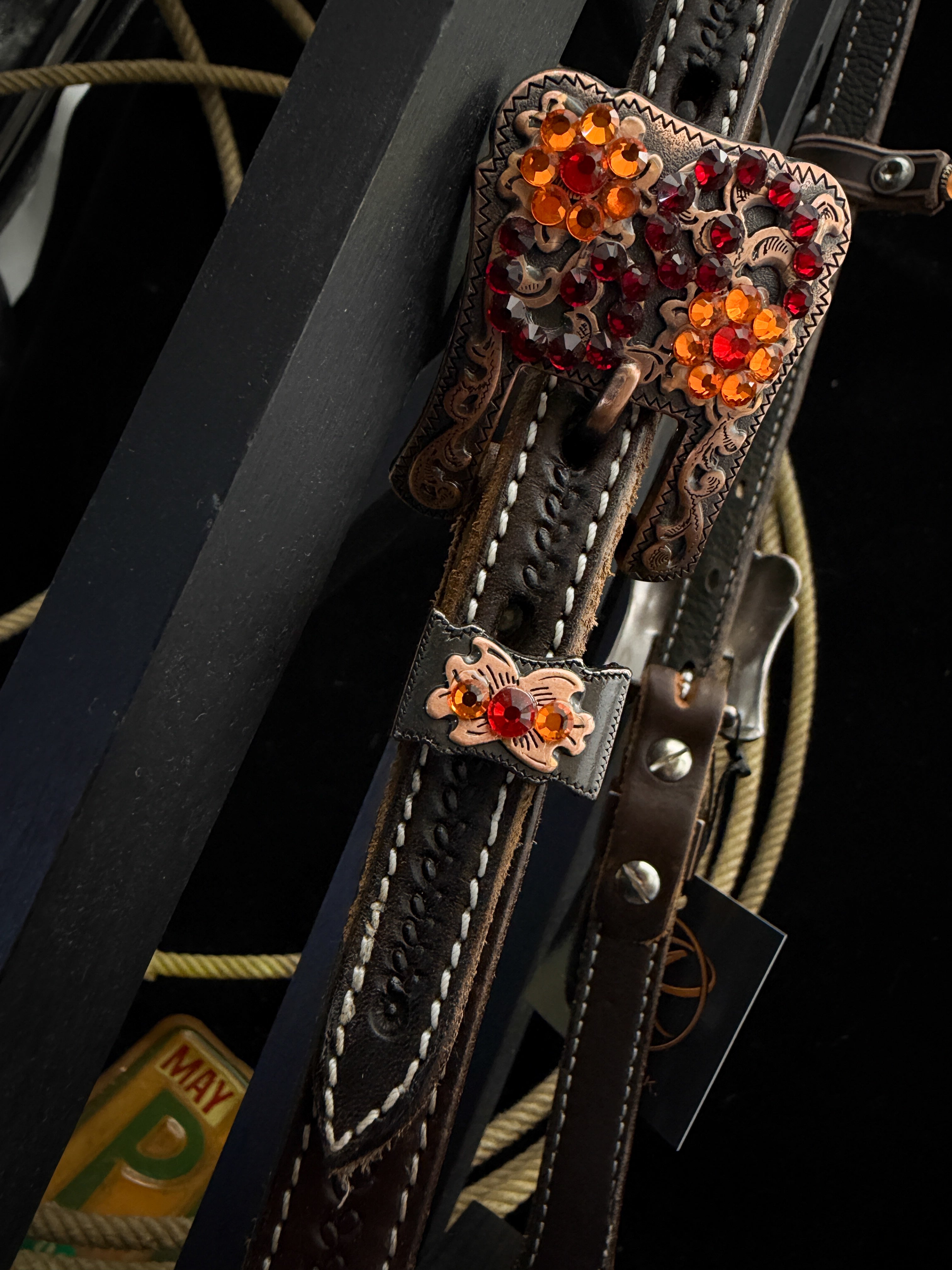 Premium | Westernhoofdstel | Dark Brown | Crimson Outlaw