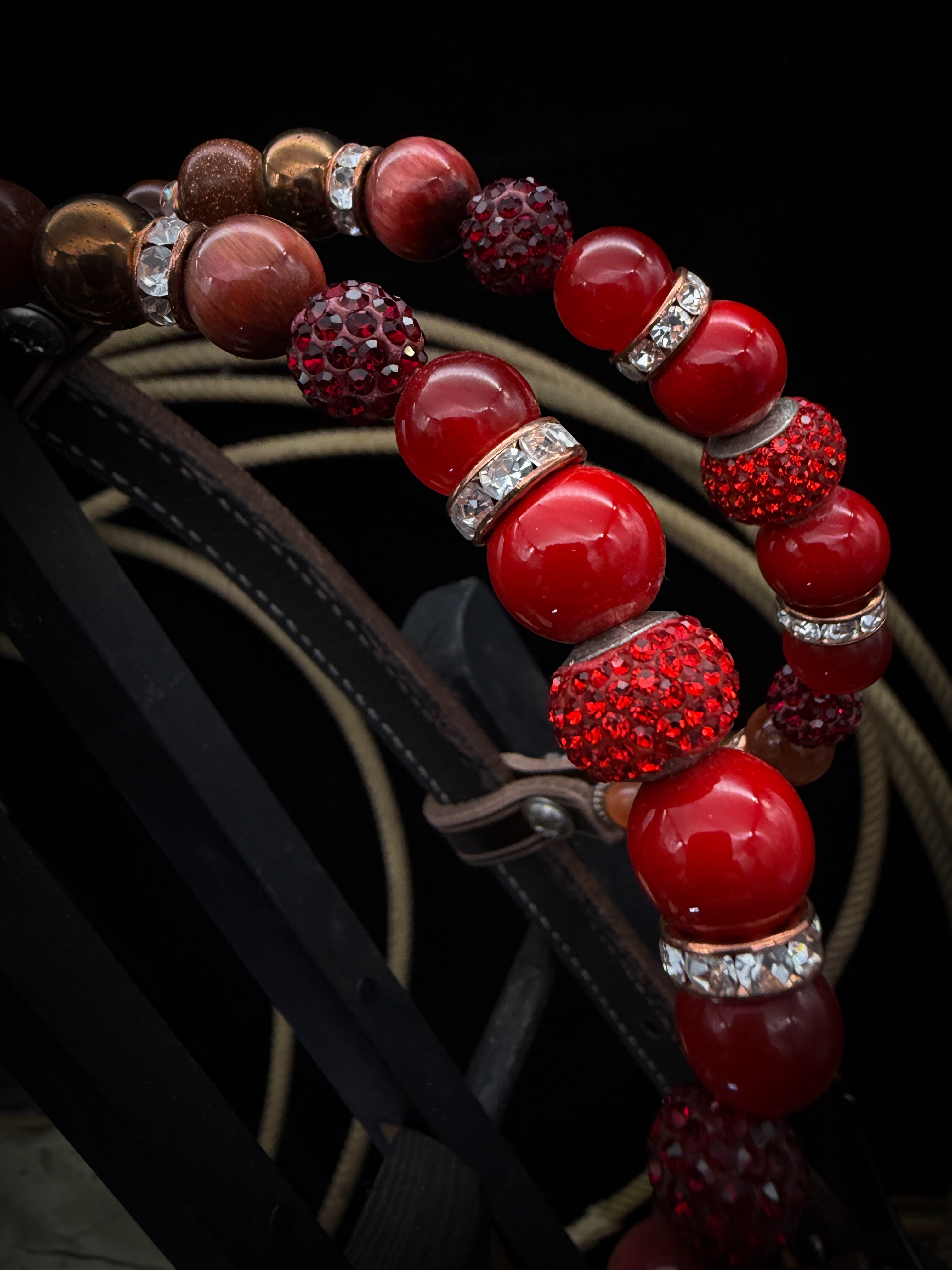 Premium | Westernhoofdstel | Dark Brown | Crimson Outlaw