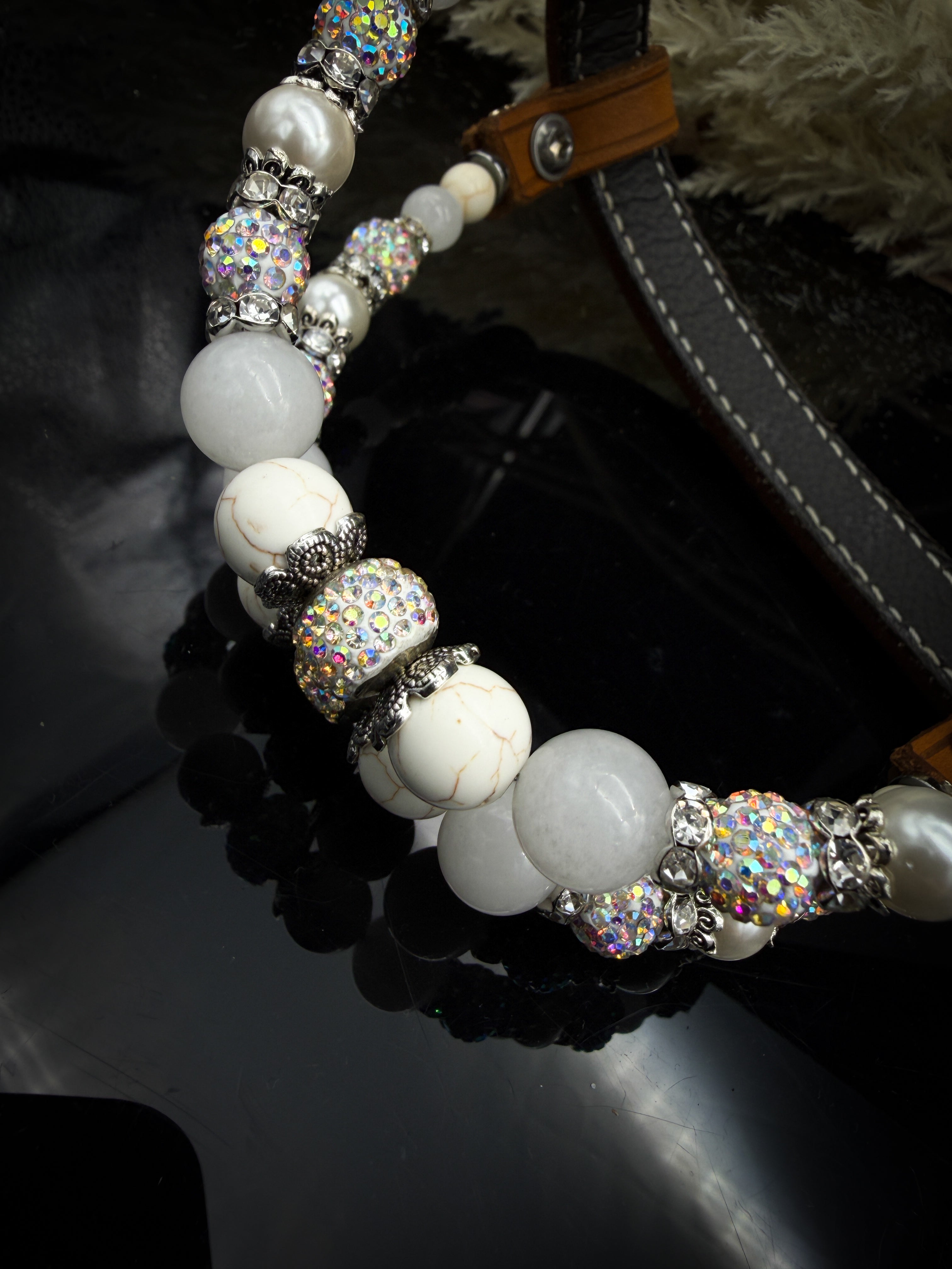 Premium | White Turkoois & Crystal AB | Russet Western Hoofdstel