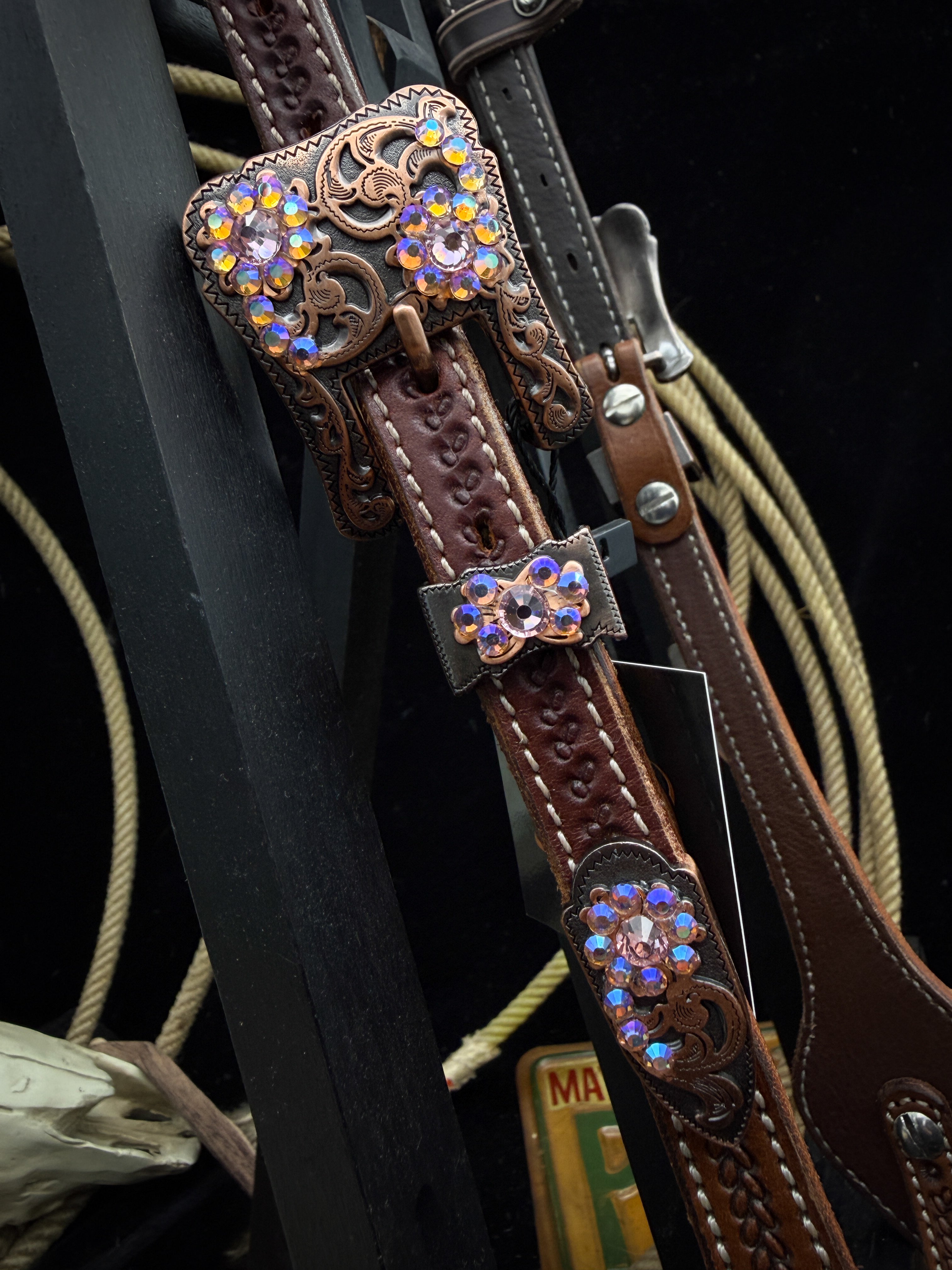 Premium | Rosewood Glow | Dark Chestnut Western Hoofdstel
