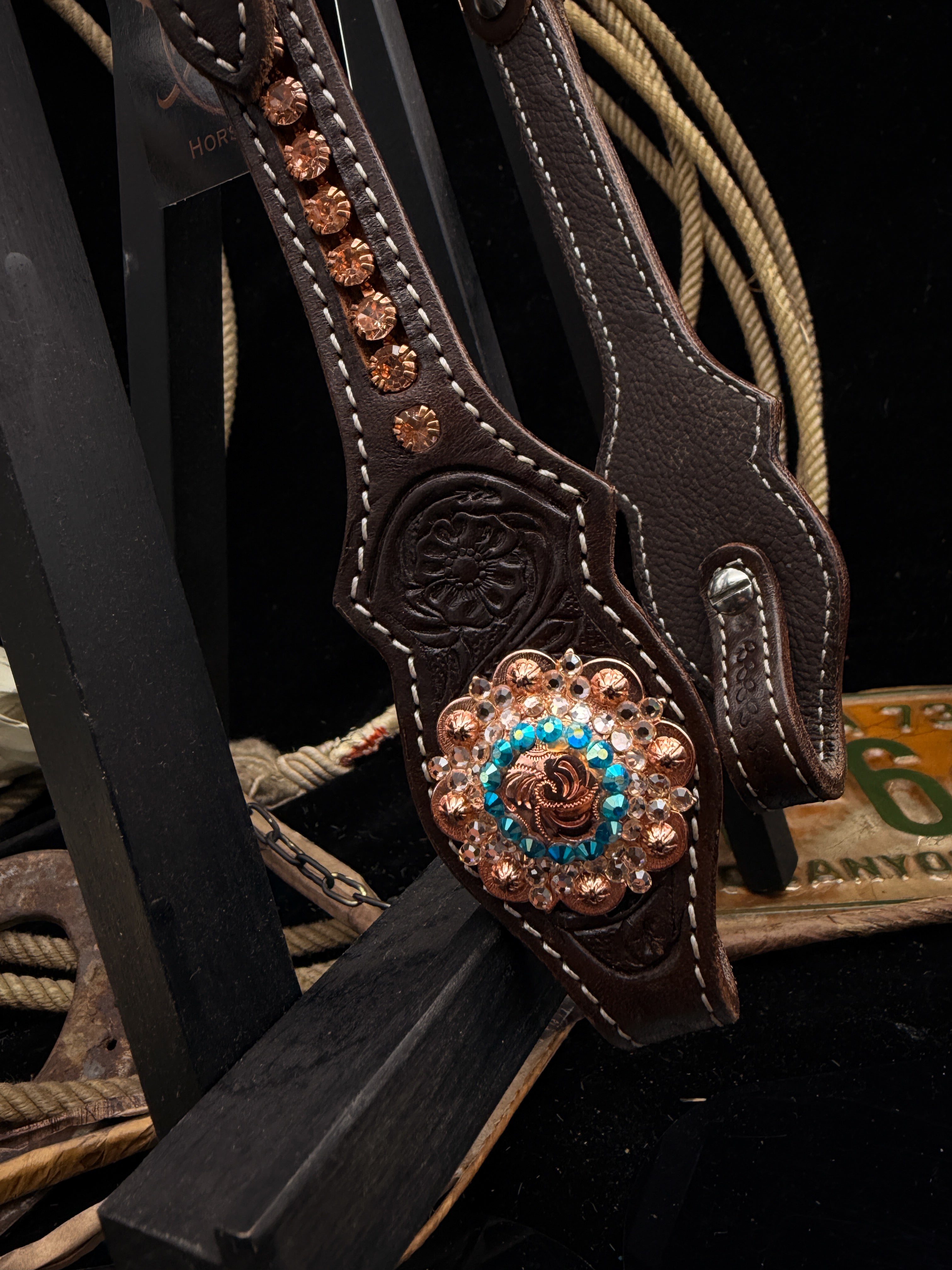 Premium | Desert Bloom | Dark Brown Western Hoofdstel