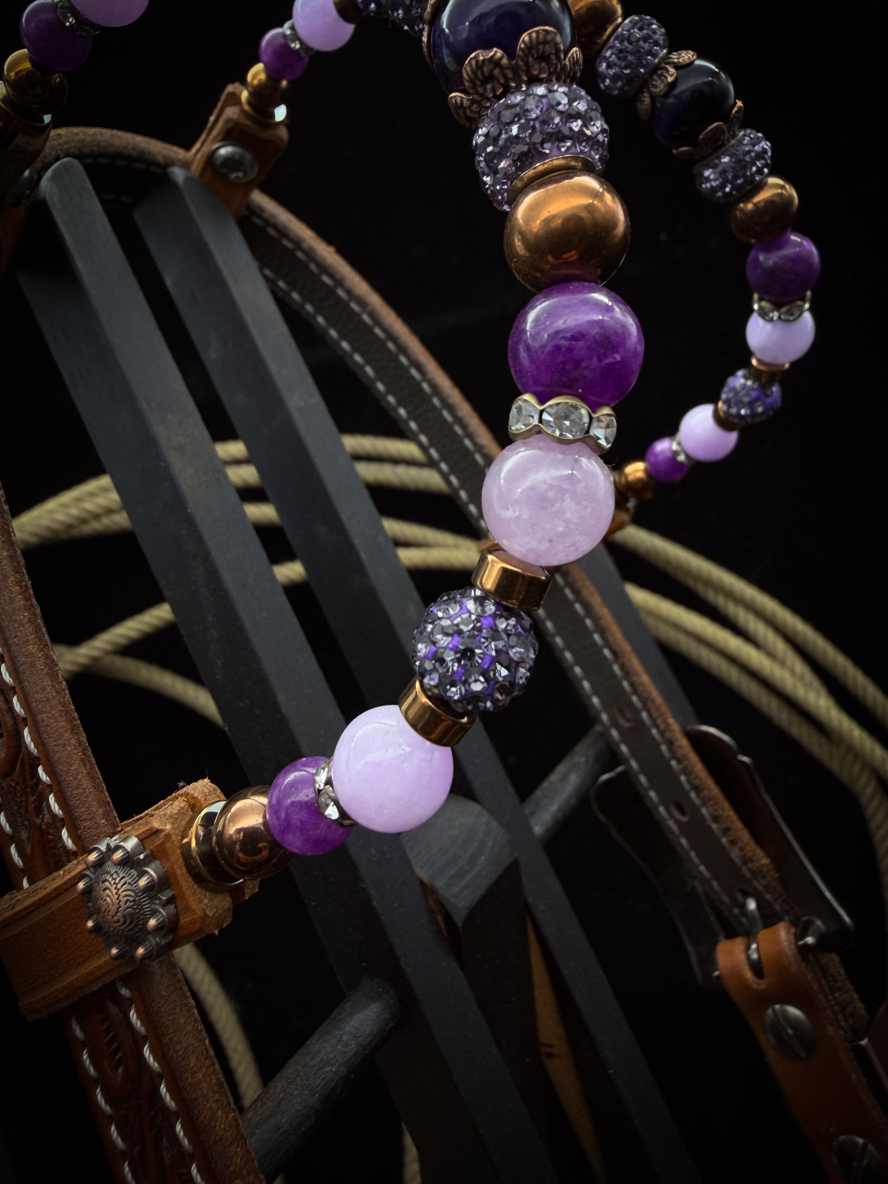 Premium | Violet Prairie | Antique Chestnut Western Hoofdstel