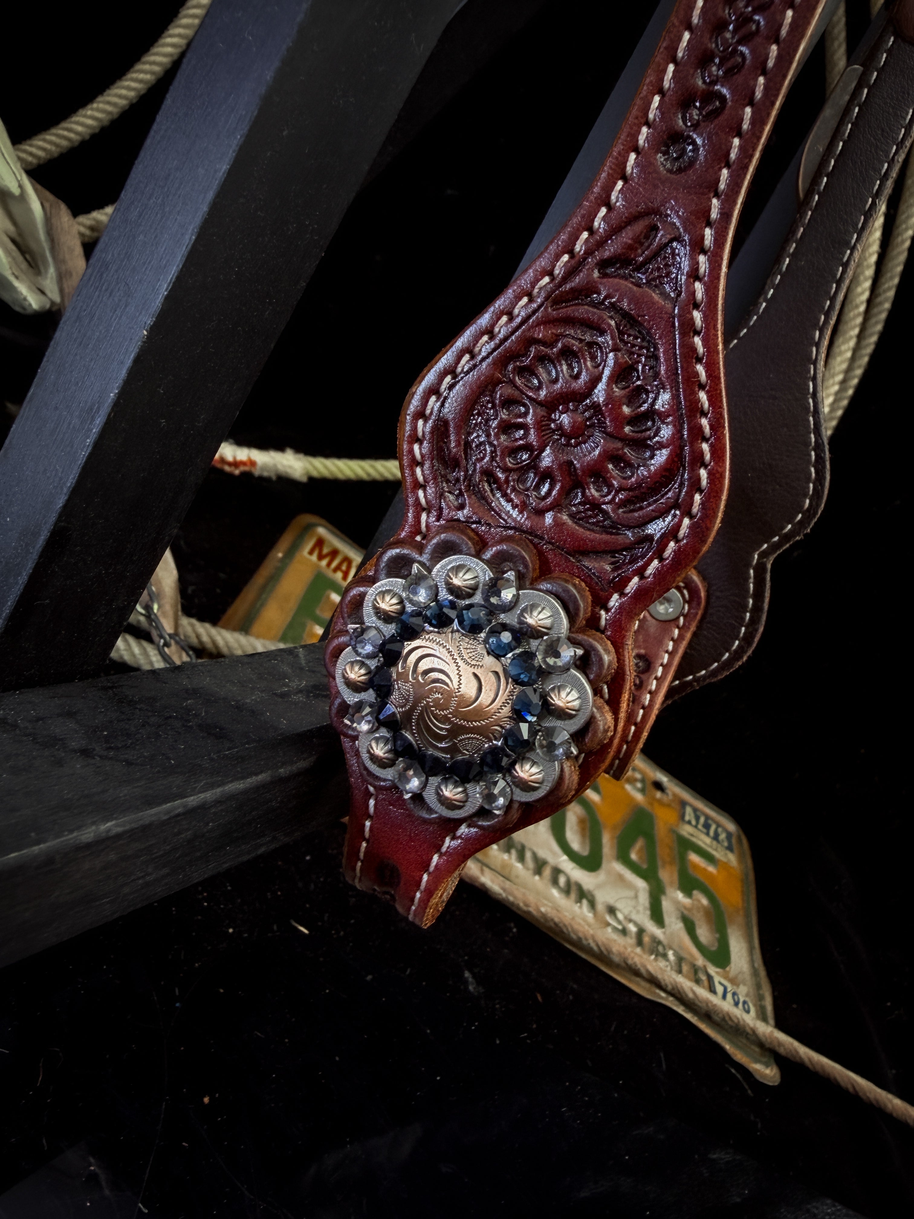 Premium | Midnight Ember | Antique Dark Chestnut Western Hoofdstel