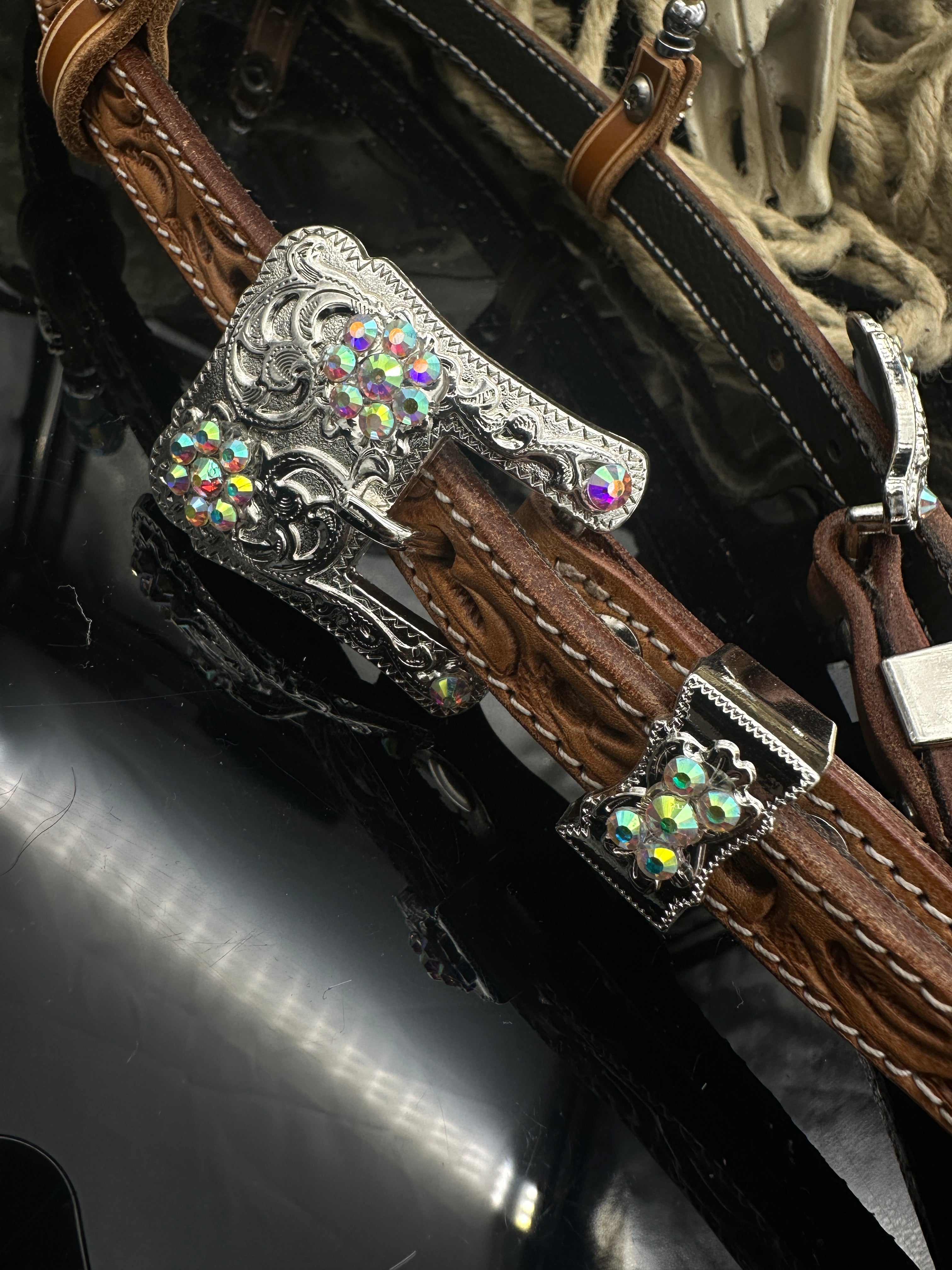 Premium| Elegant Russet Show Hoofdstel | Silver & AB