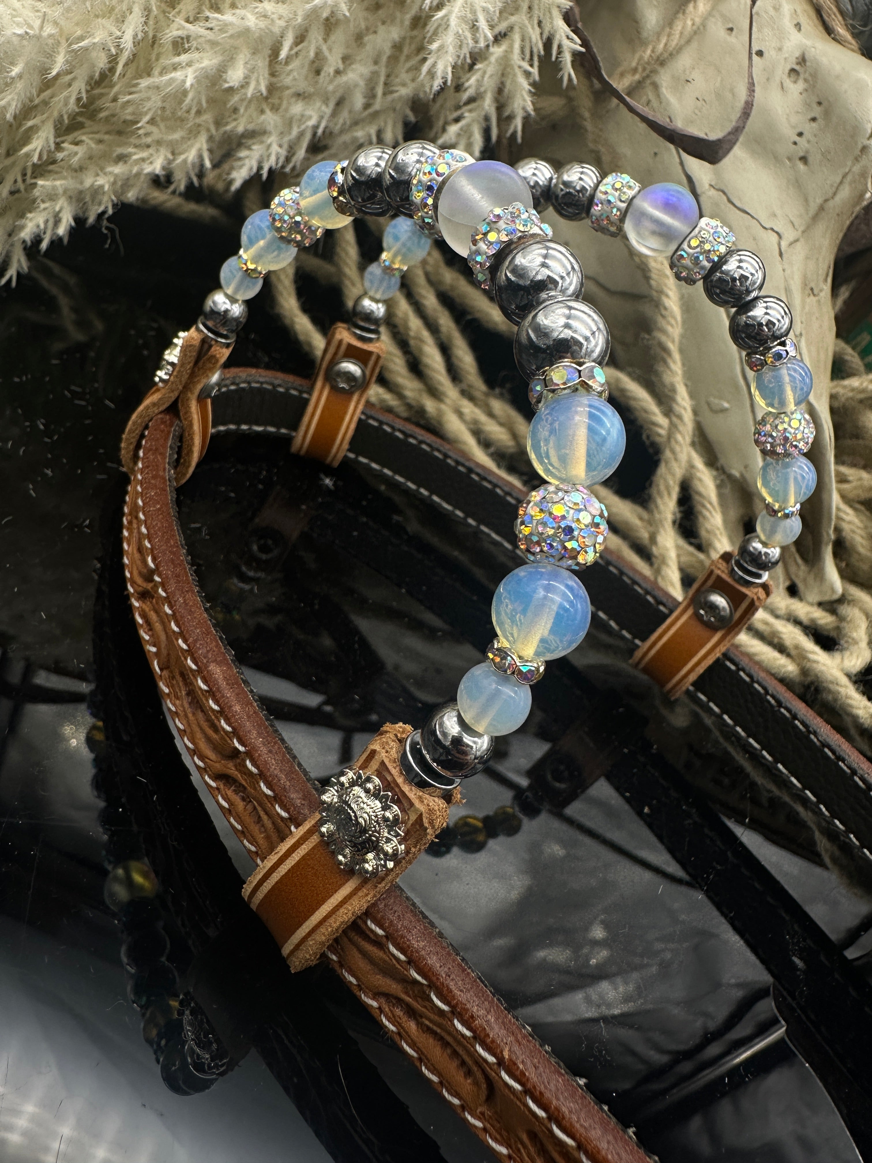 Premium| Elegant Russet Show Hoofdstel | Silver & AB