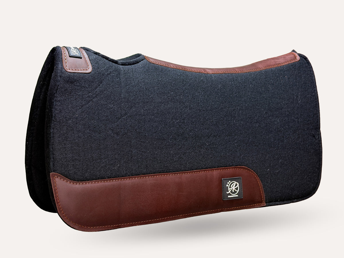 Western Workpad | Merino Wool Felt | Square | Black Dark leather