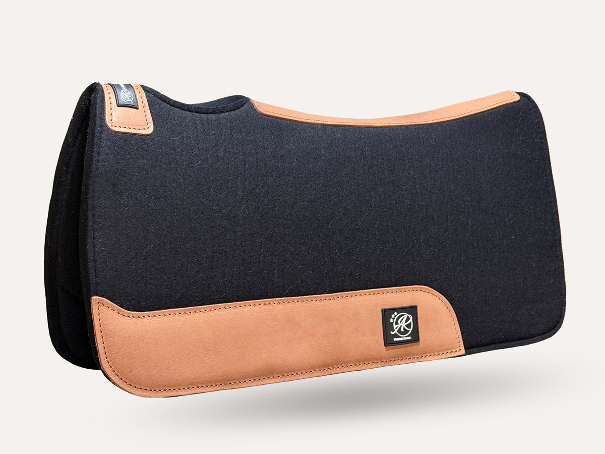 Western Workpad | Merino Wool Felt | Square | Black Light leather