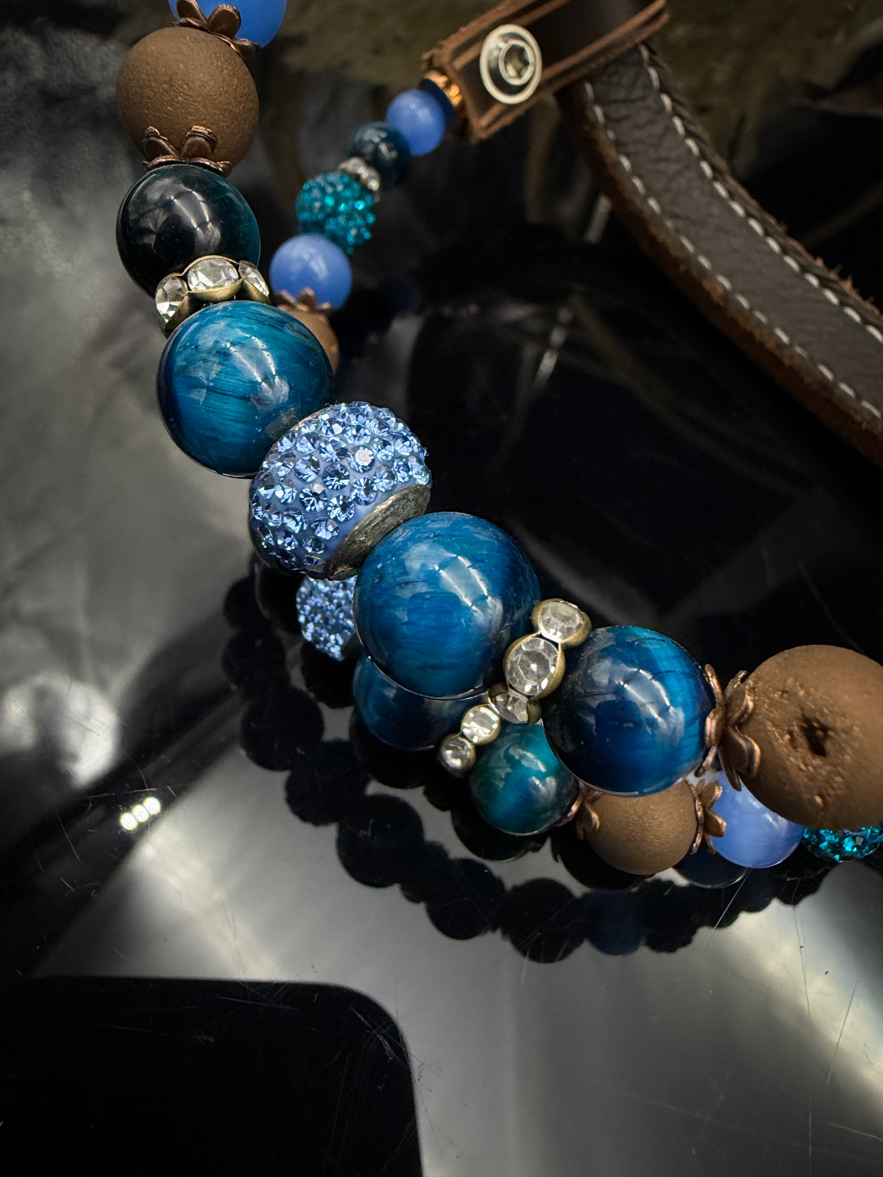 Premium | Perfect Turkoois & Bleu | Dark brown western hoofdstel