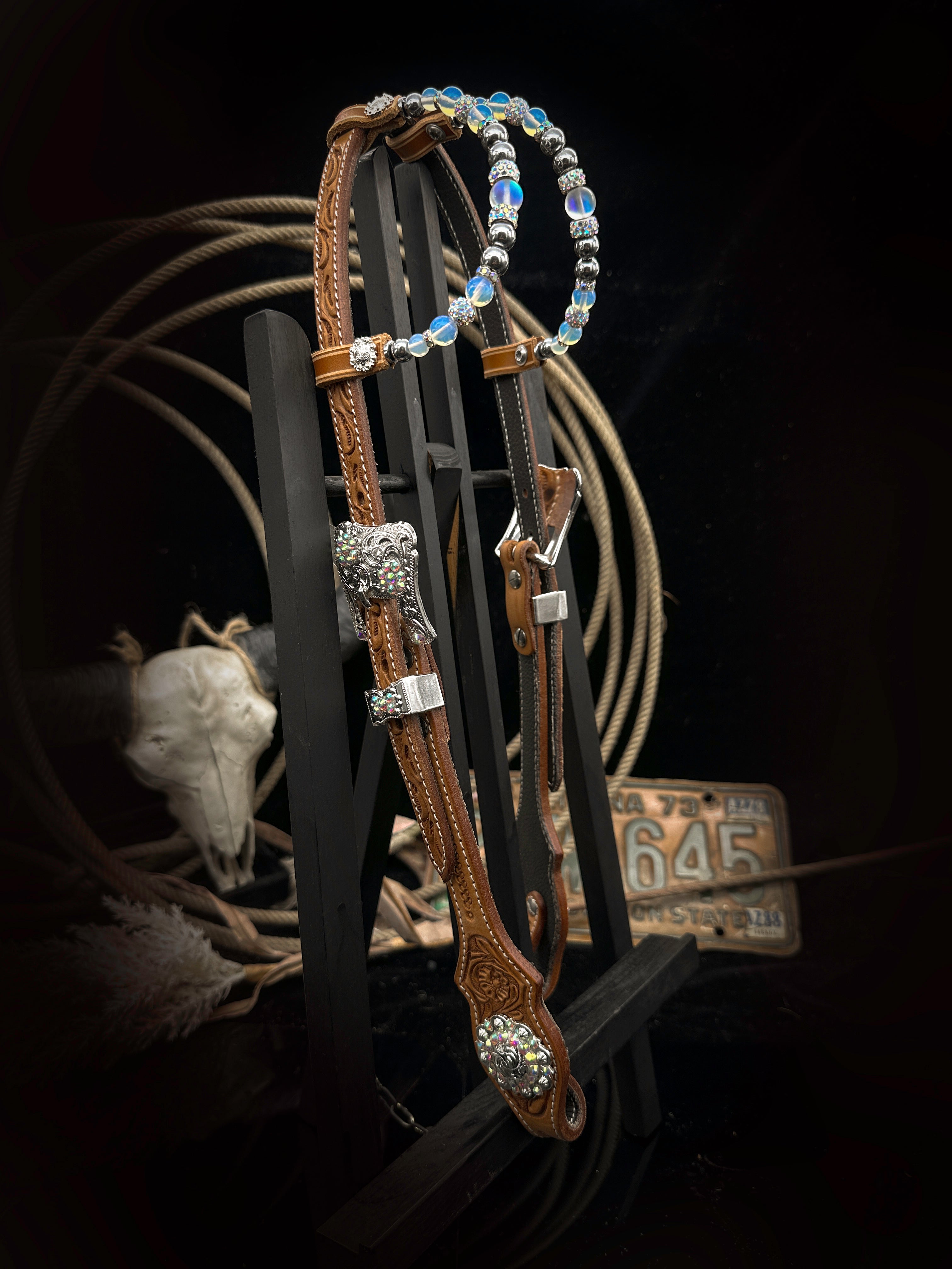Premium| Elegant Russet Show Hoofdstel | Silver & AB