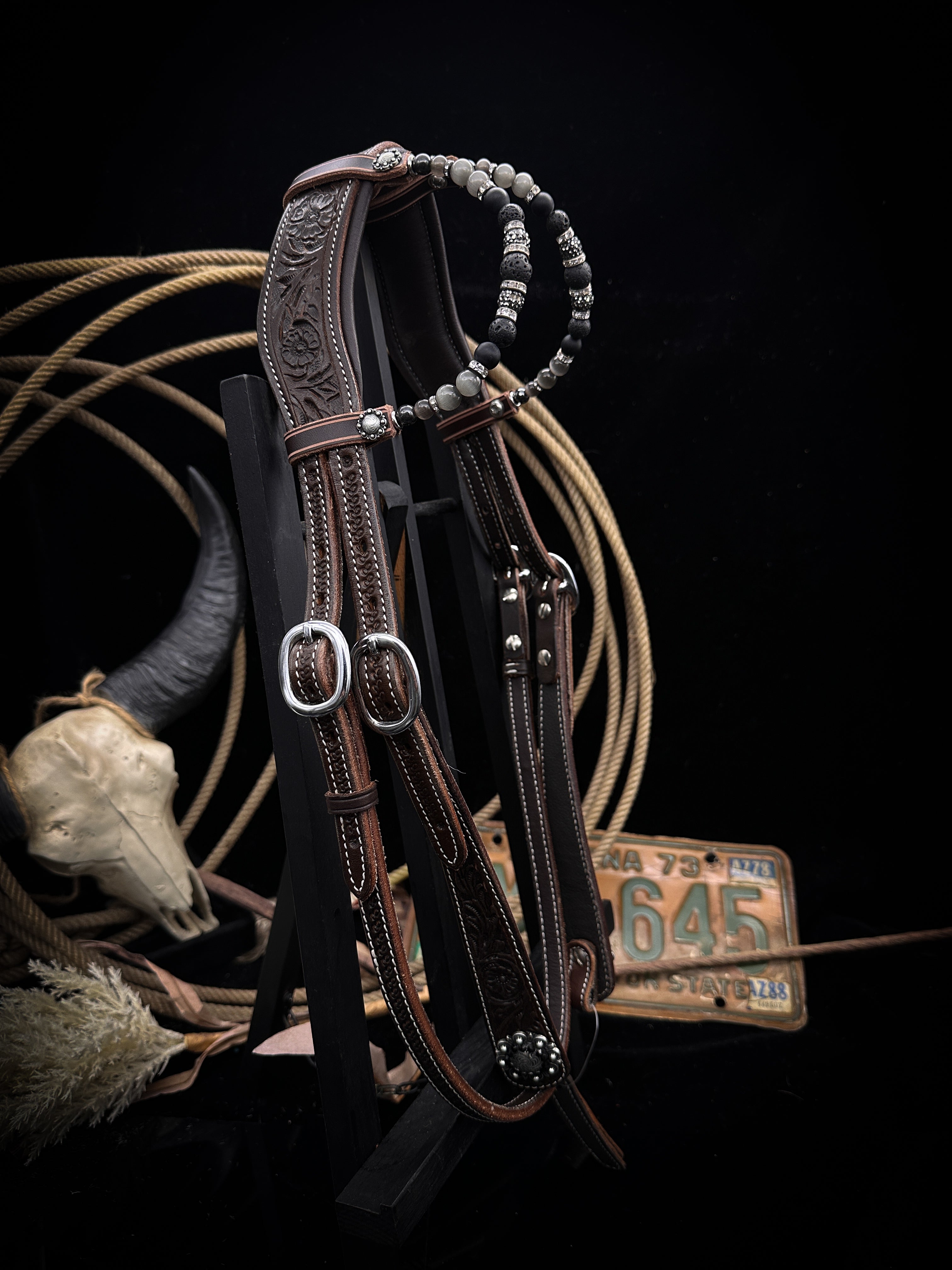 Premium | Anatomisch western hoofdstel | Perfect Black