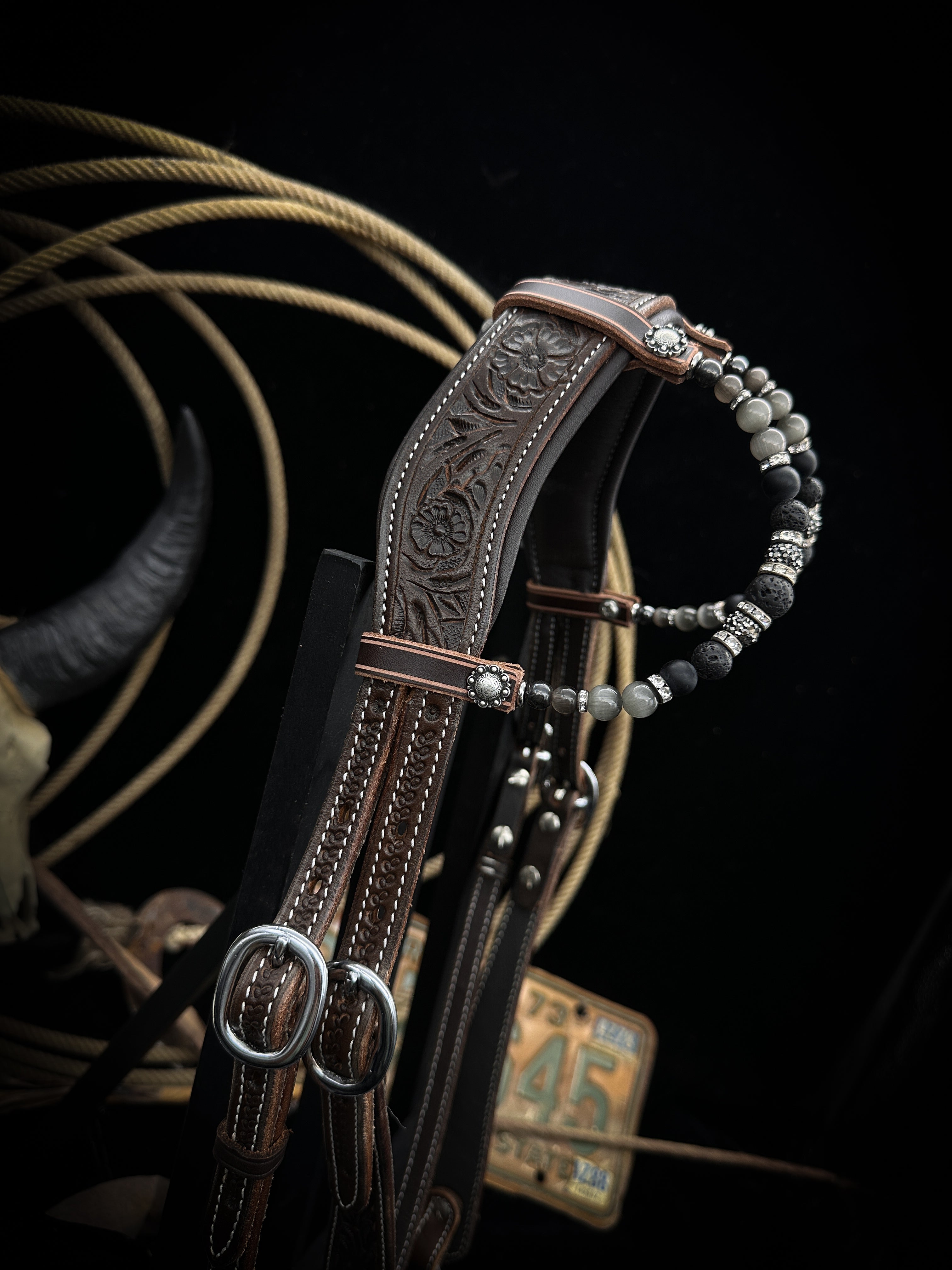 Premium | Anatomisch western hoofdstel | Perfect Black