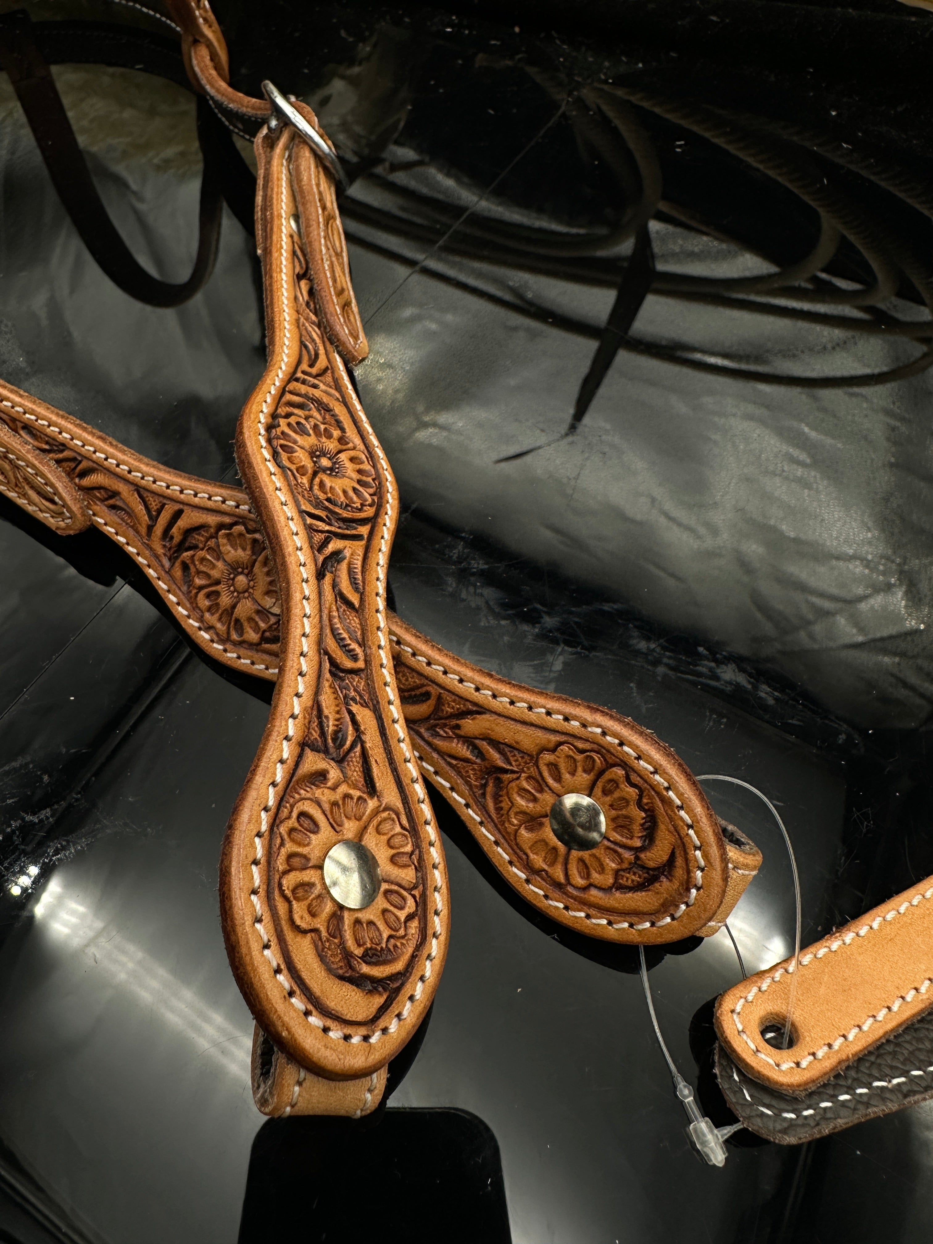 Basic | Antique russet | Floral tooled western hoofdstel