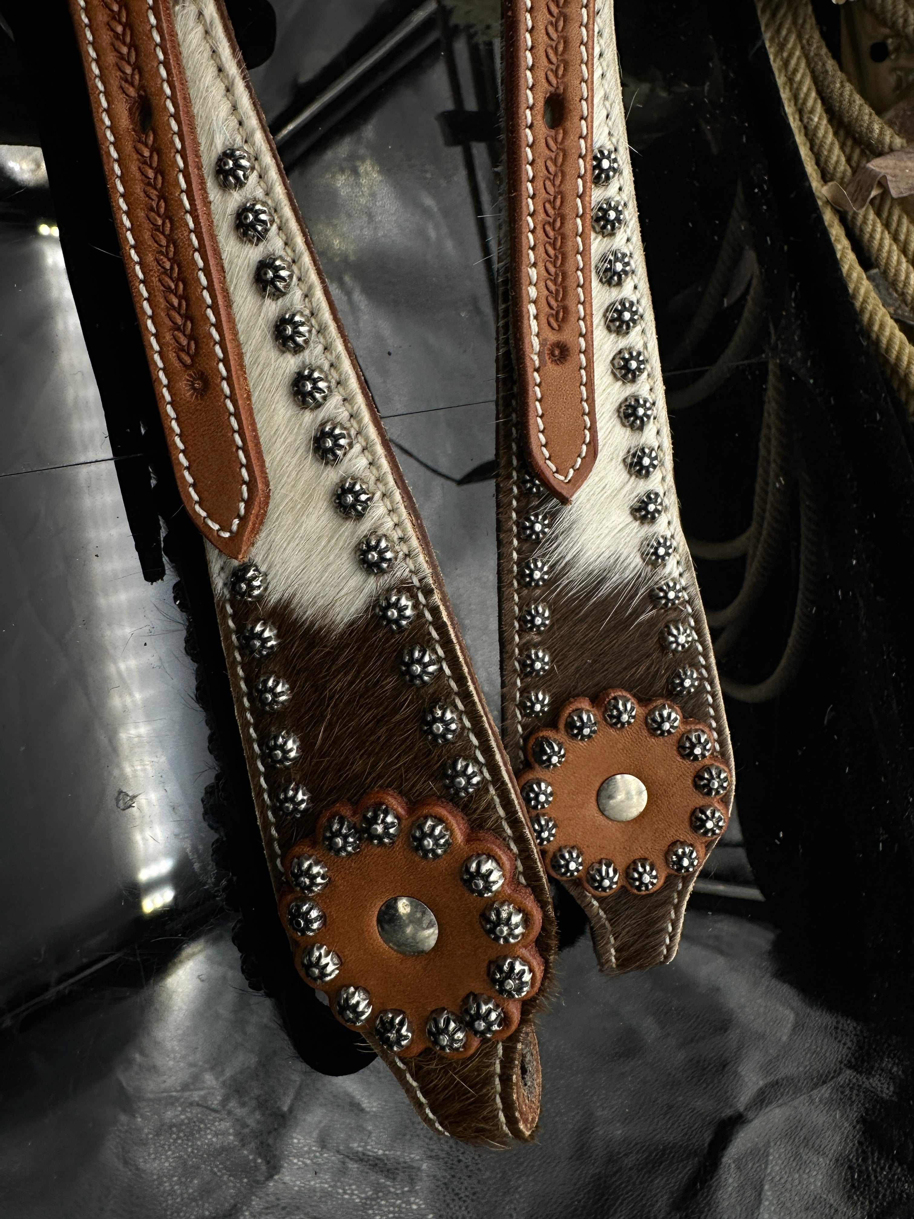 Basic | Chestnut | Cowhide studs western hoofdstel