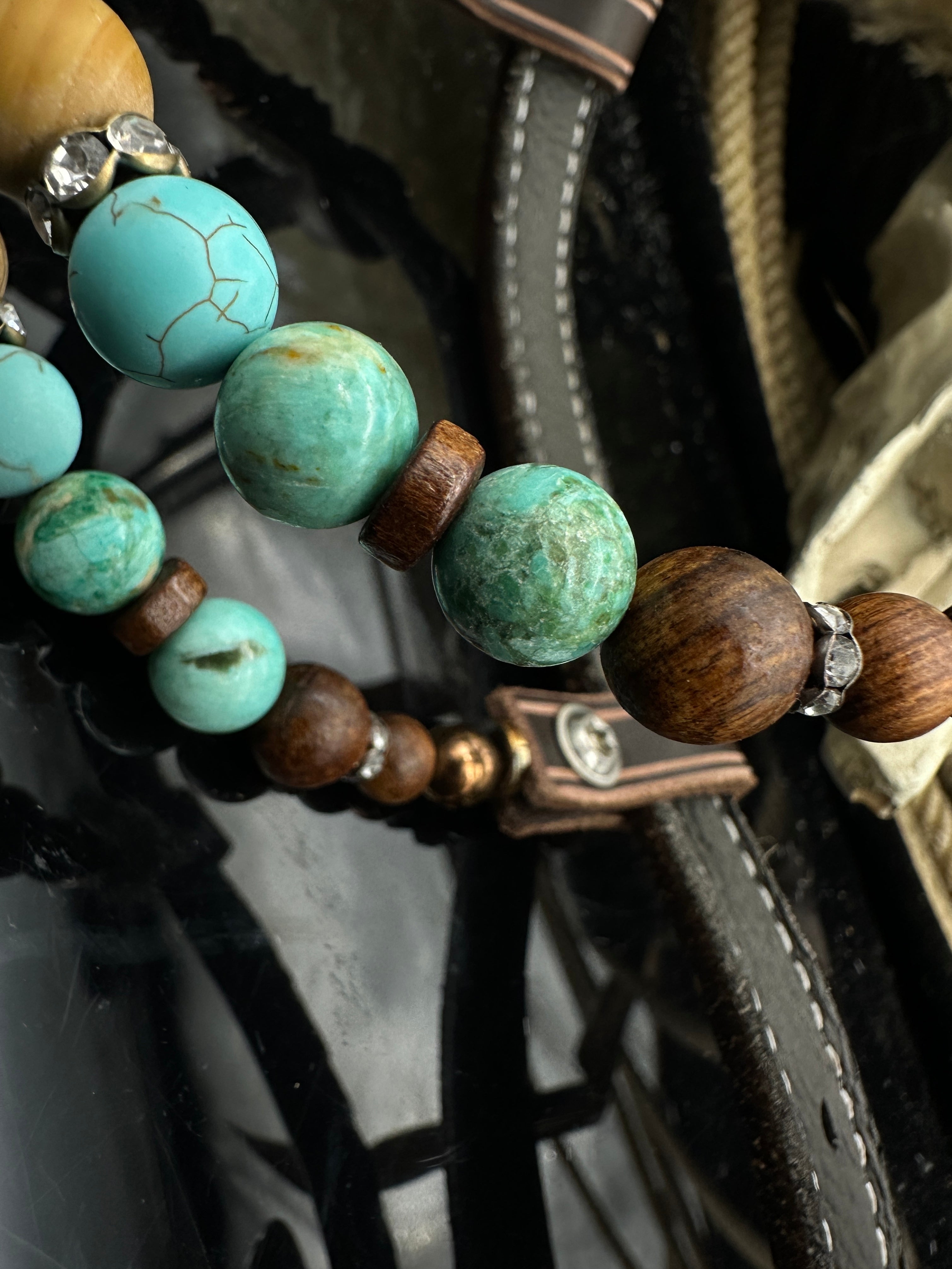 Premium | Sand & Turqoiuse   |  Dark Chestnut western hoofdstel