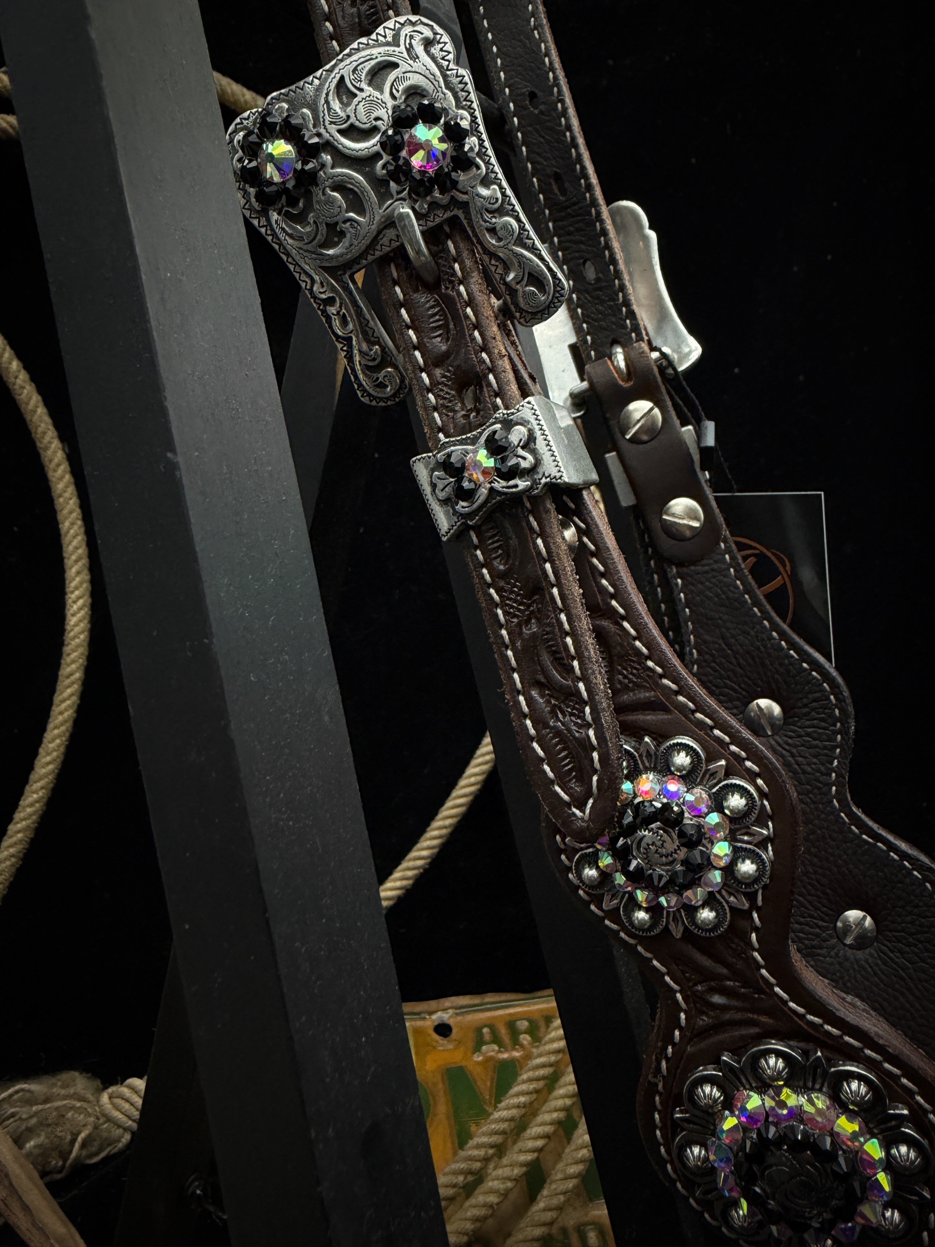 Premium | Westernhoofdstel | Dark brown | Black Aurora -SOLD OUT