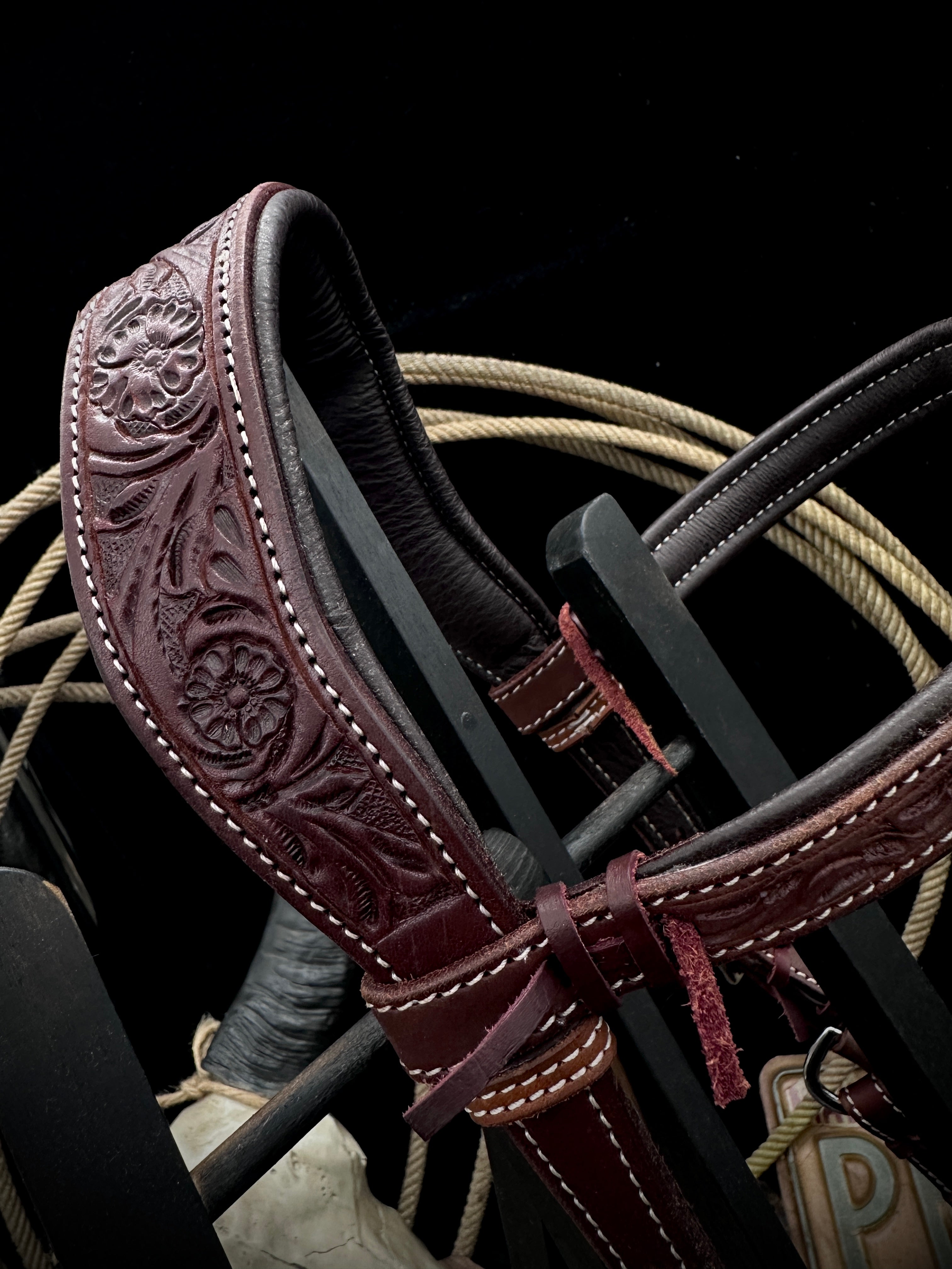 Basic | anatomisch sidepull western hoofdstel | Dark Chestnut