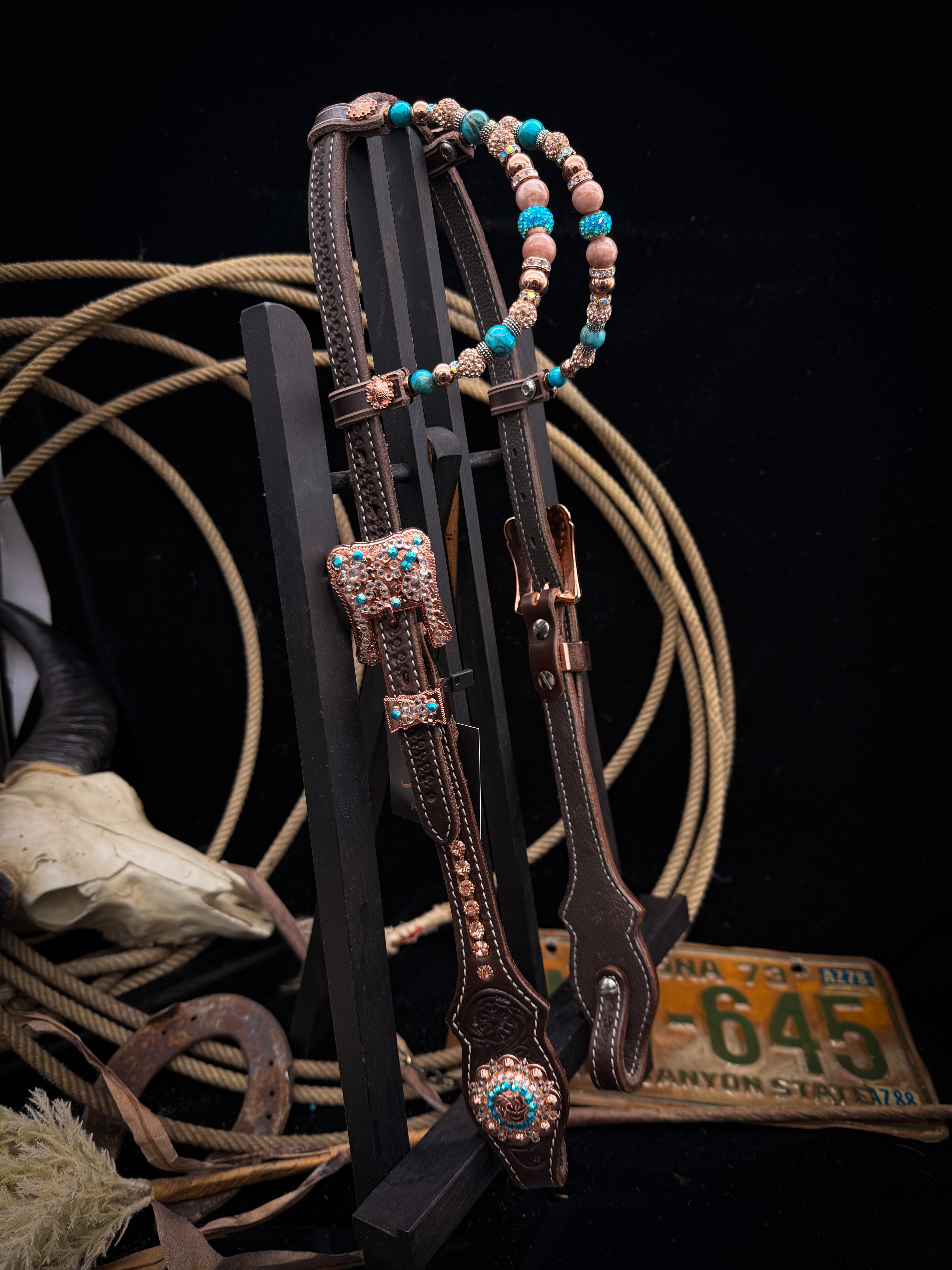 Premium | Desert Bloom | Dark Brown Western Hoofdstel
