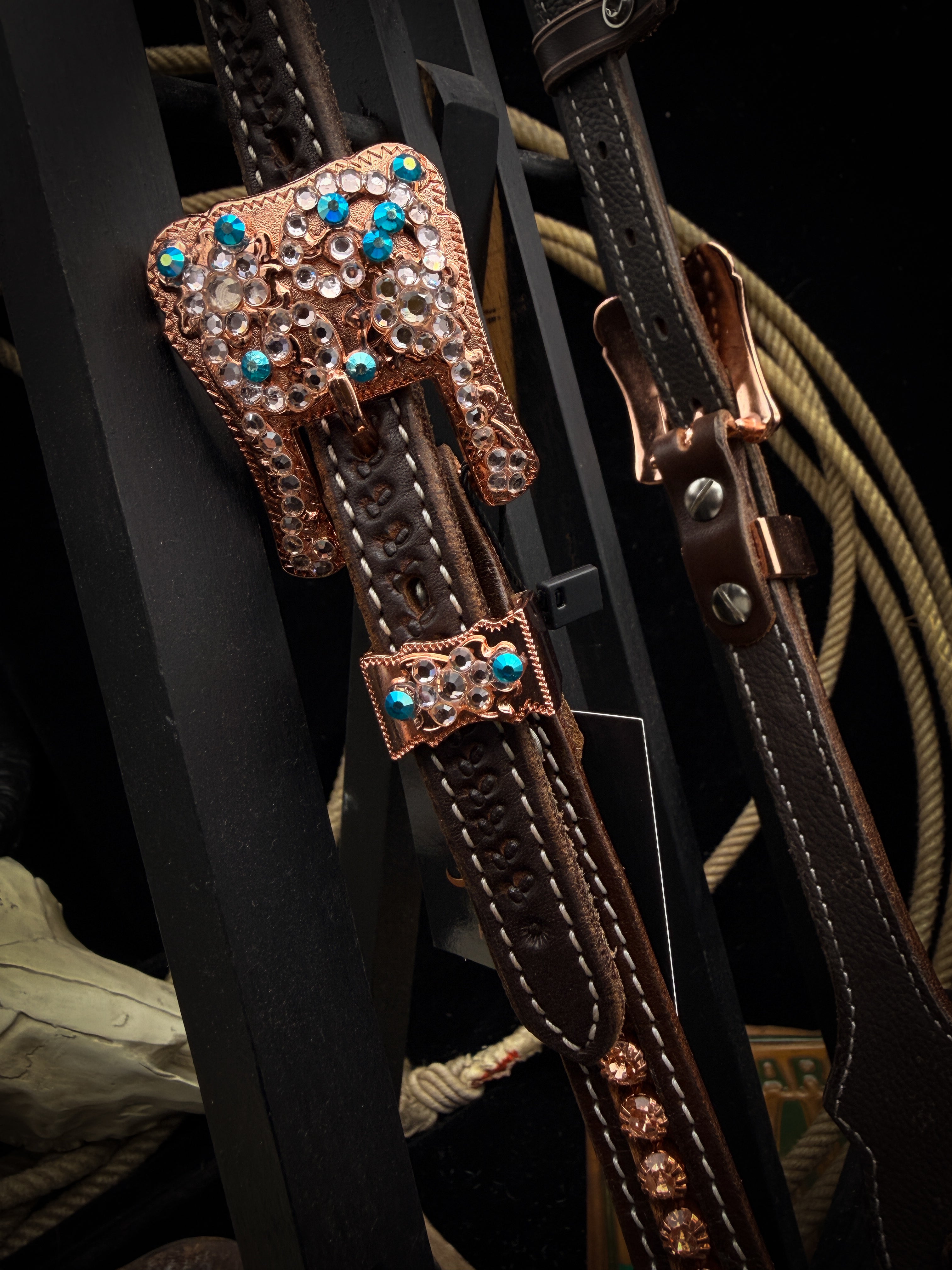 Premium | Desert Bloom | Dark Brown Western Hoofdstel