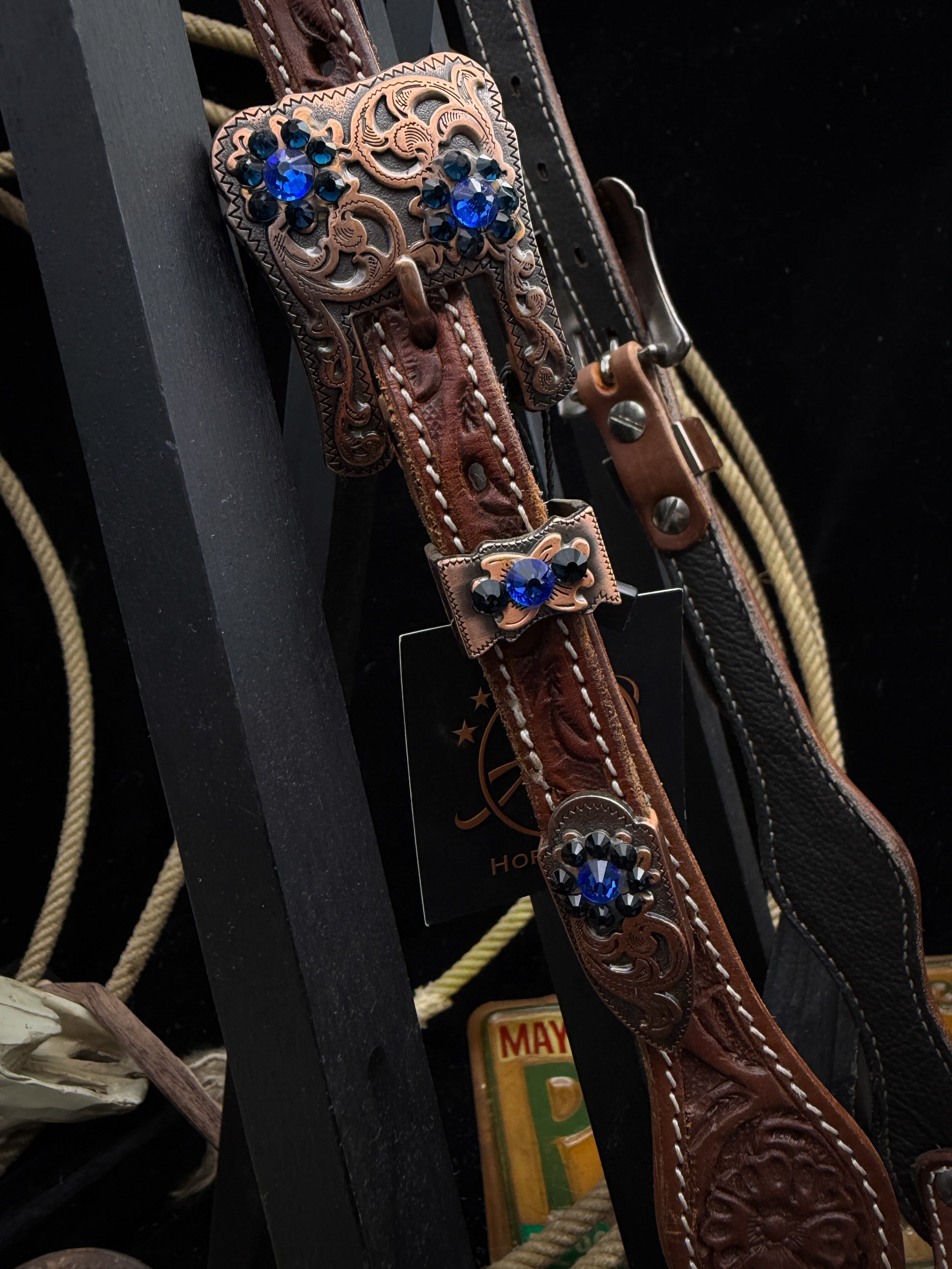 Premium | Cobalt Dust | Chestnut Western Hoofdstel
