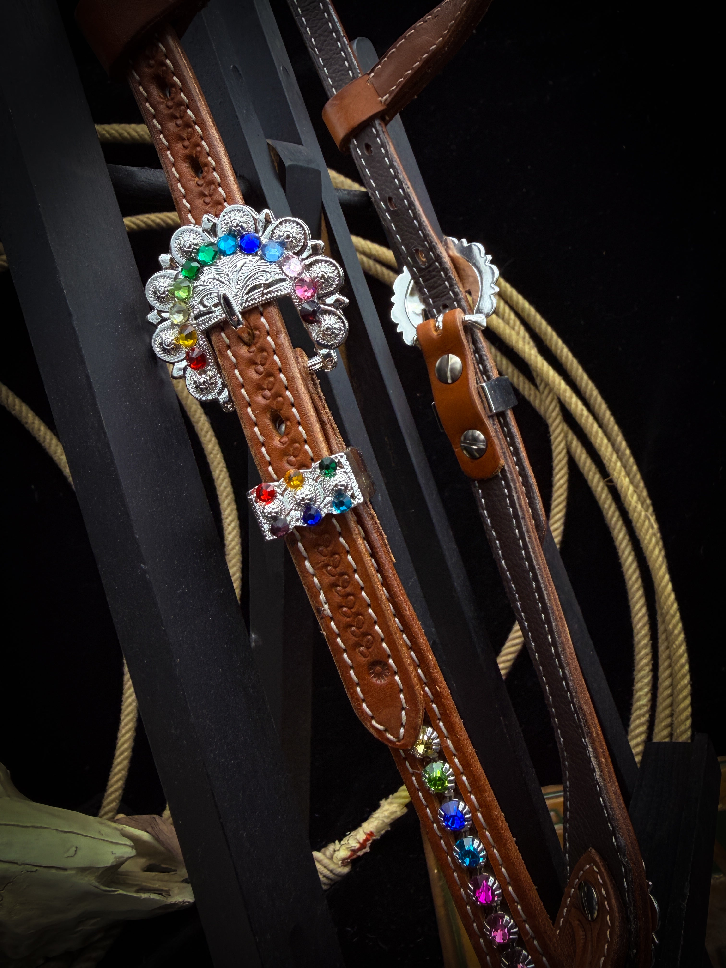 Premium | Rainbow Rider | Chestnut Western Hoofdstel