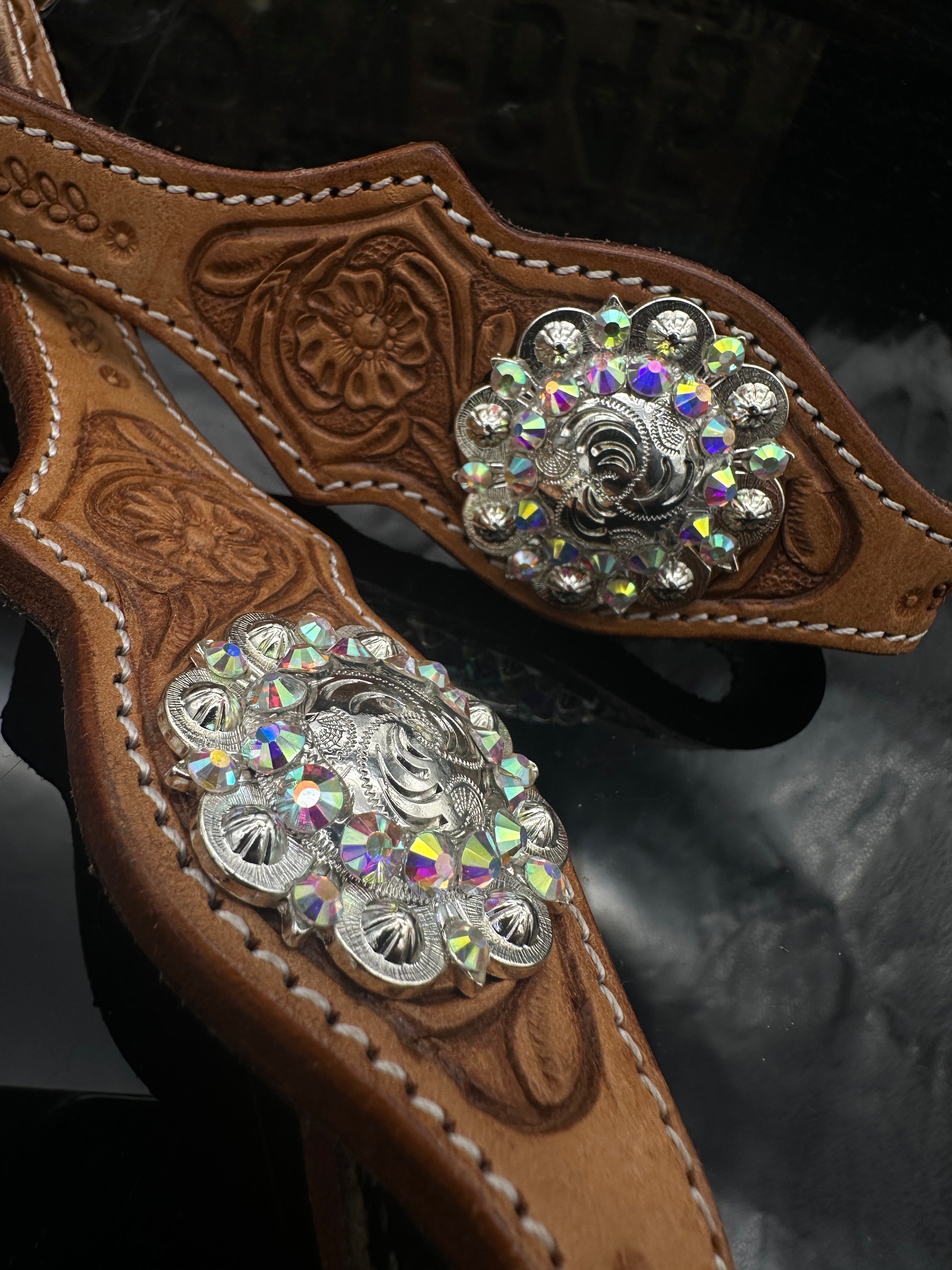 Premium| Elegant Russet Show Hoofdstel  | Silver & AB