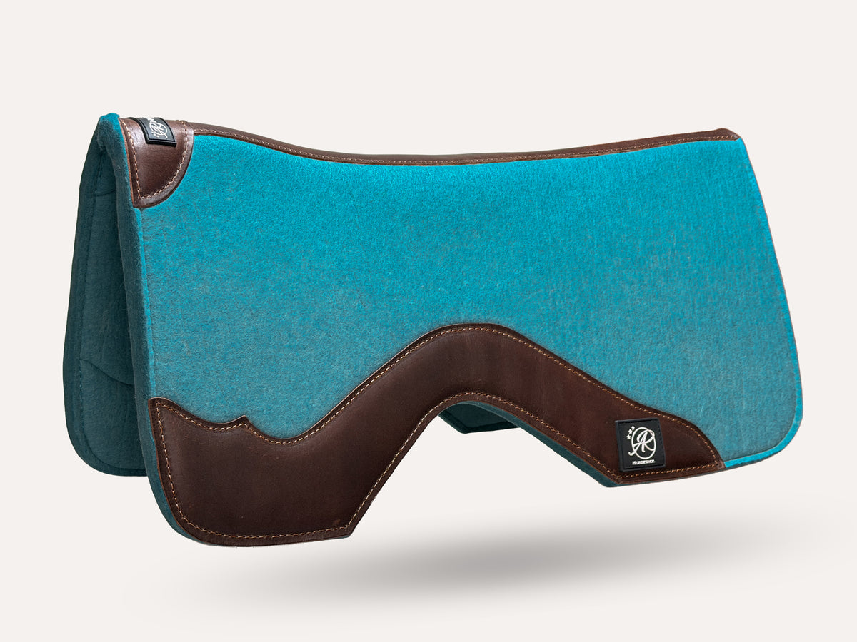 Western Workpad | Merino Wool Felt | Close contact | Teal Dark leather