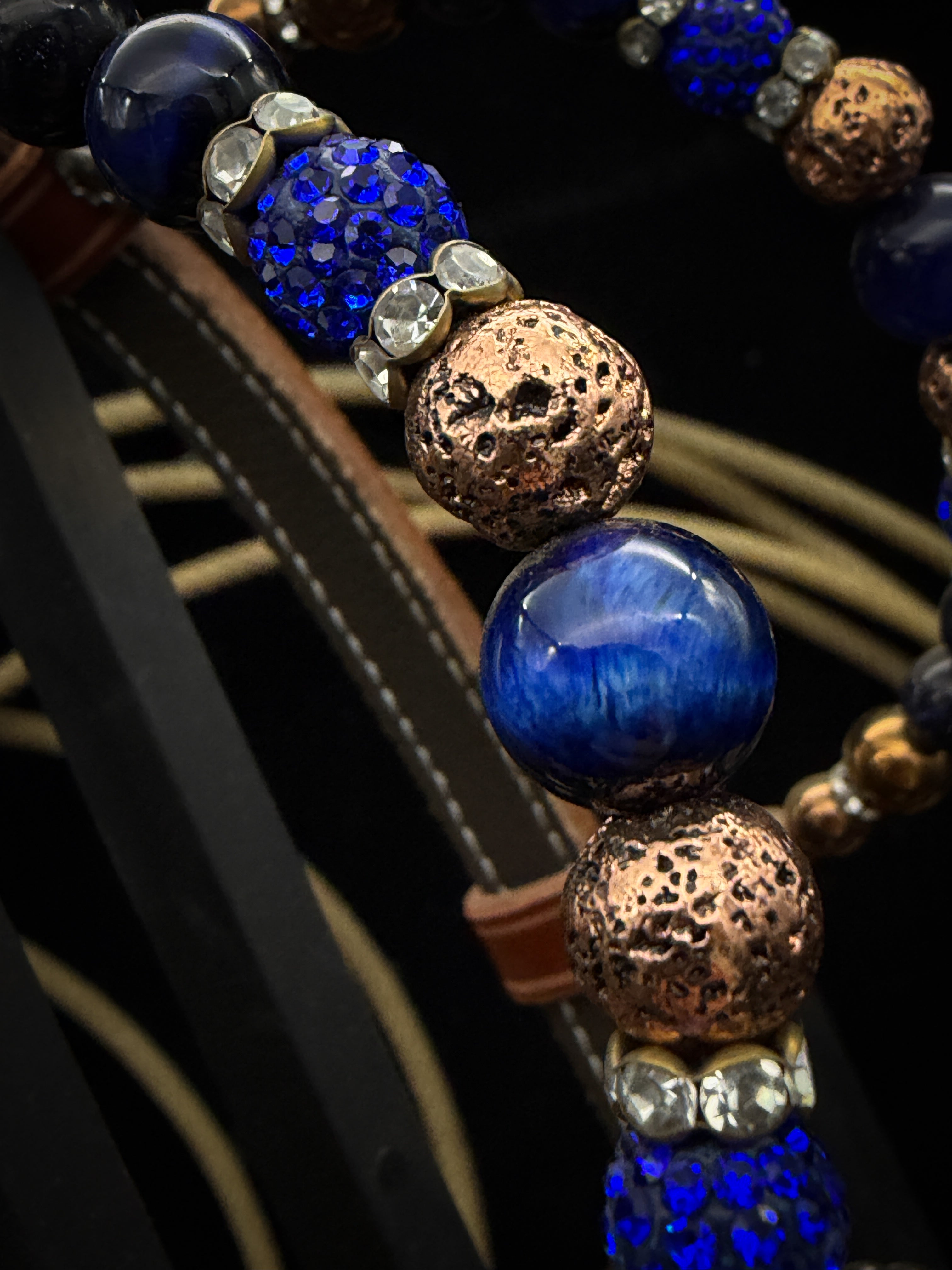 Premium | Chestnut flower tooled western hoofdstel  | Copper & Blue