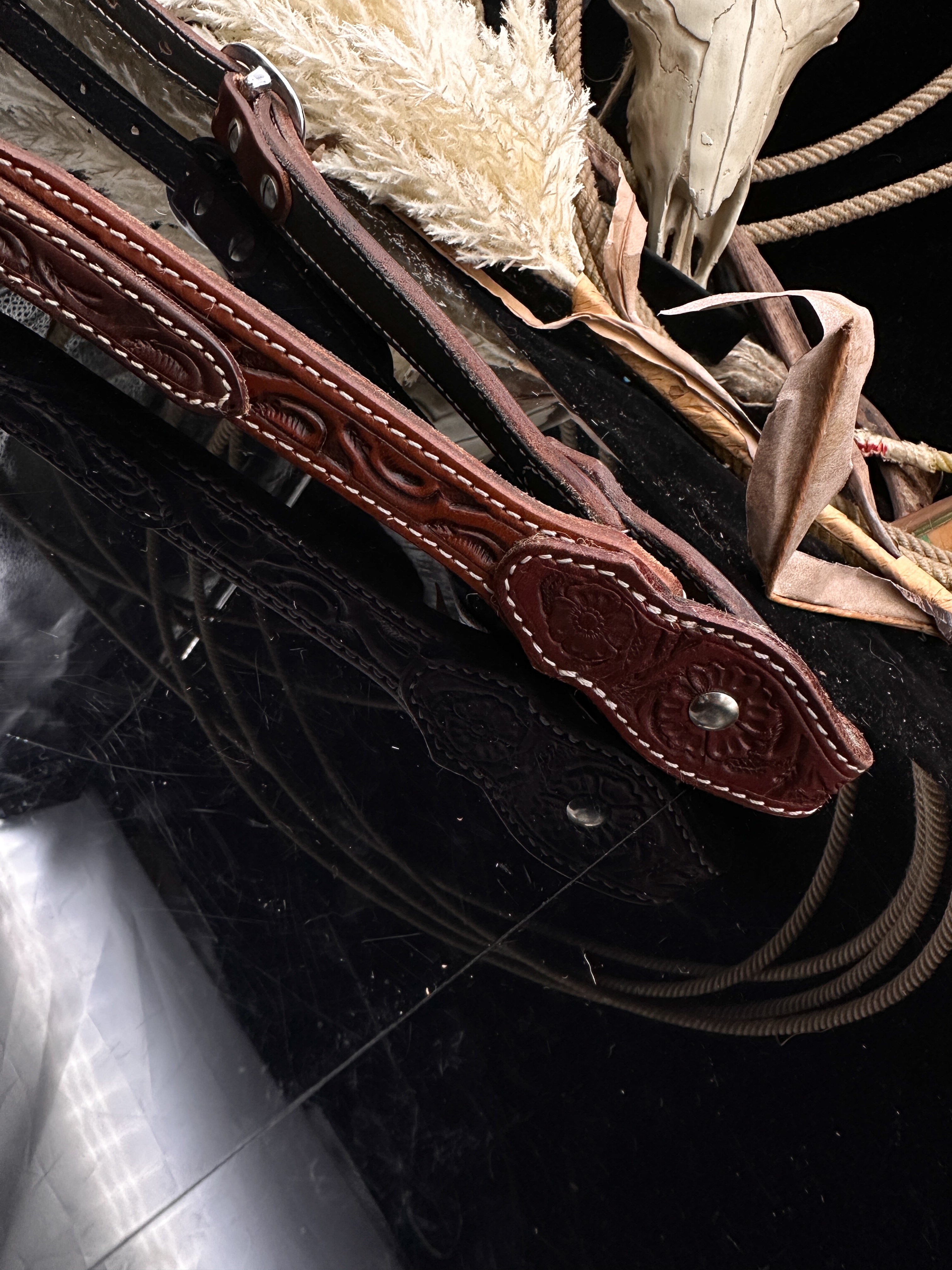 Basic | Antique Chestnut | Floral tooled western hoofdstel