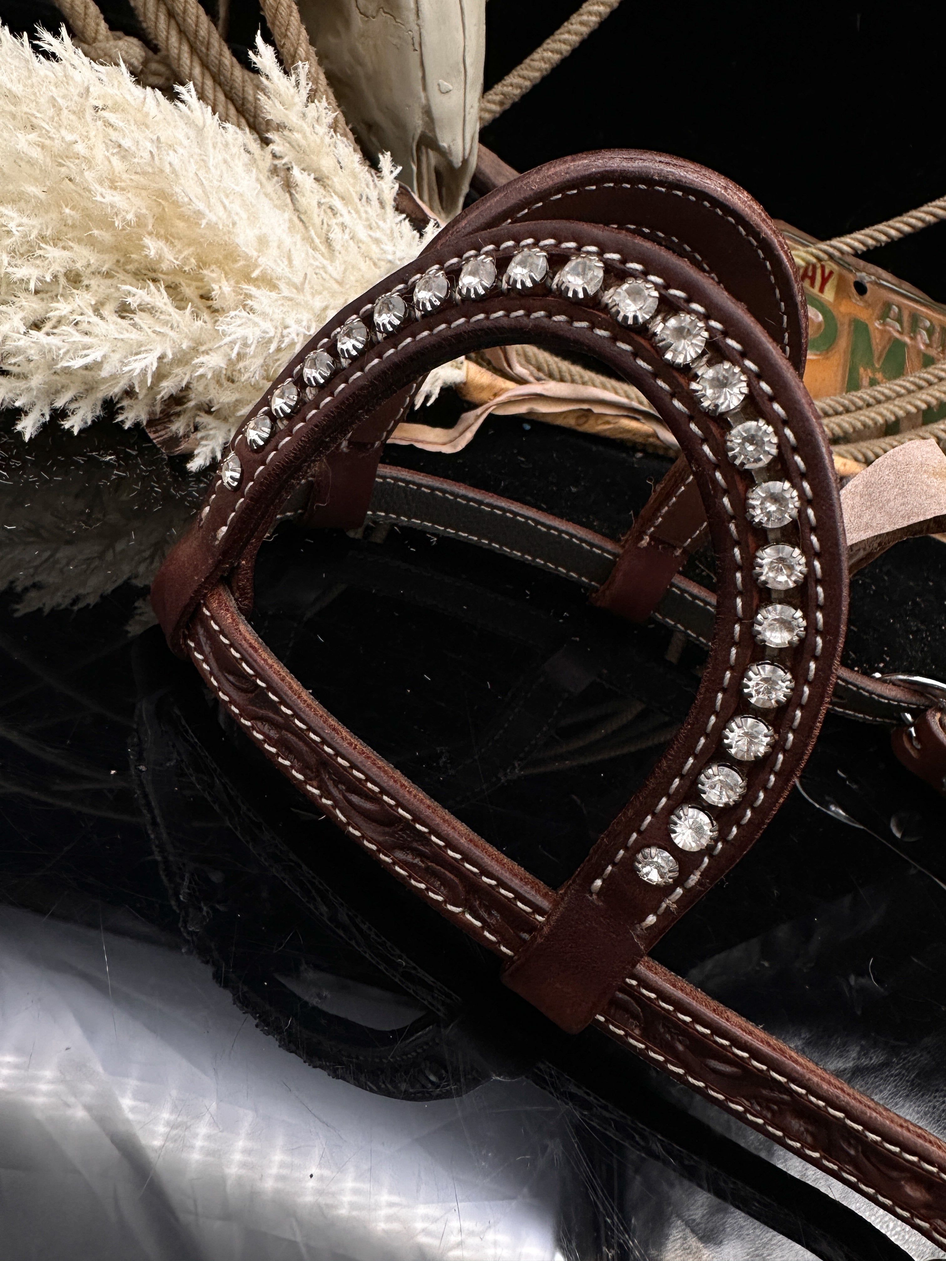 Basic | Antique Chestnut | Floral tooled western hoofdstel