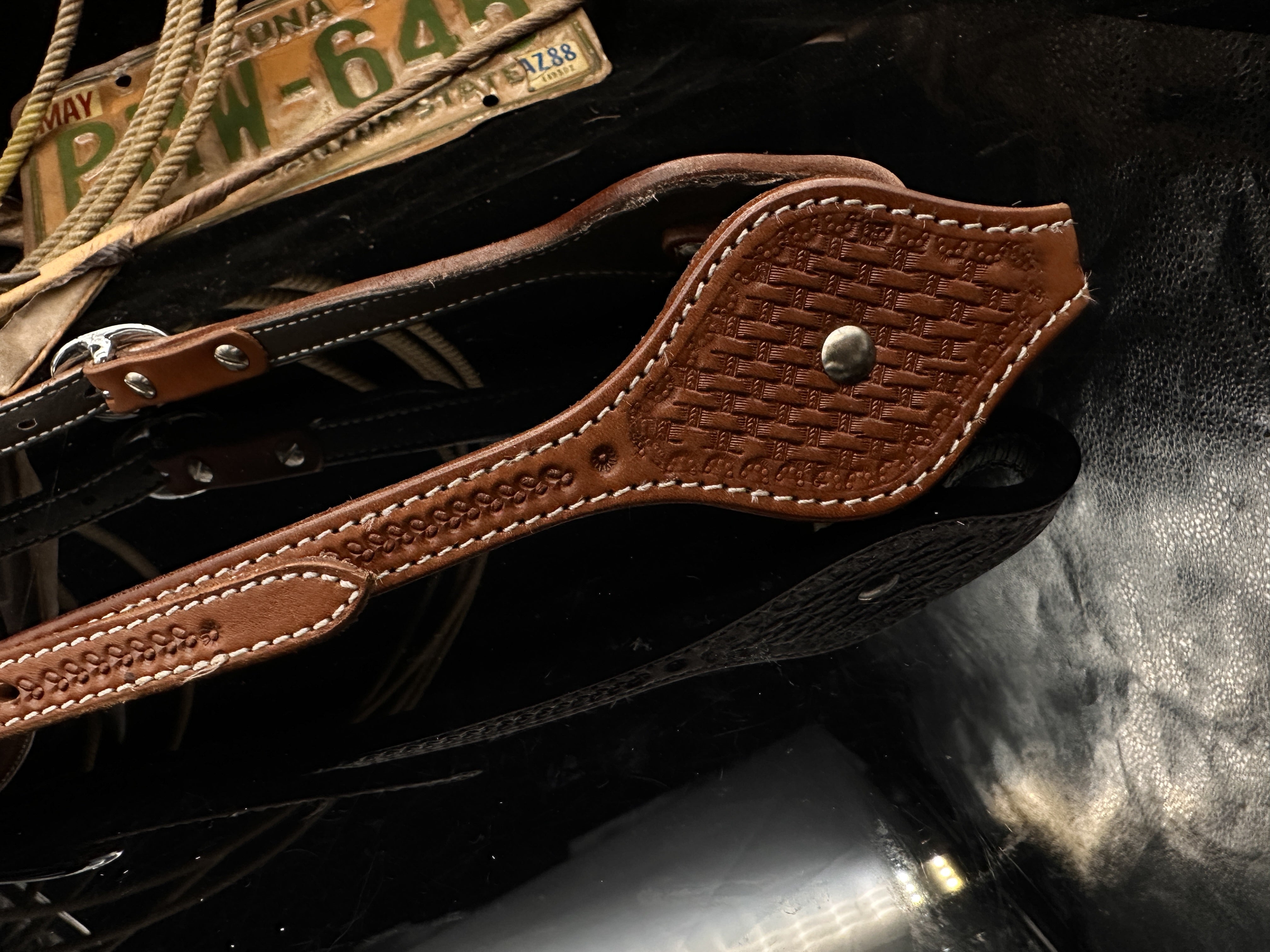 Basic | Chestnut | Basket tooled western hoofdstel