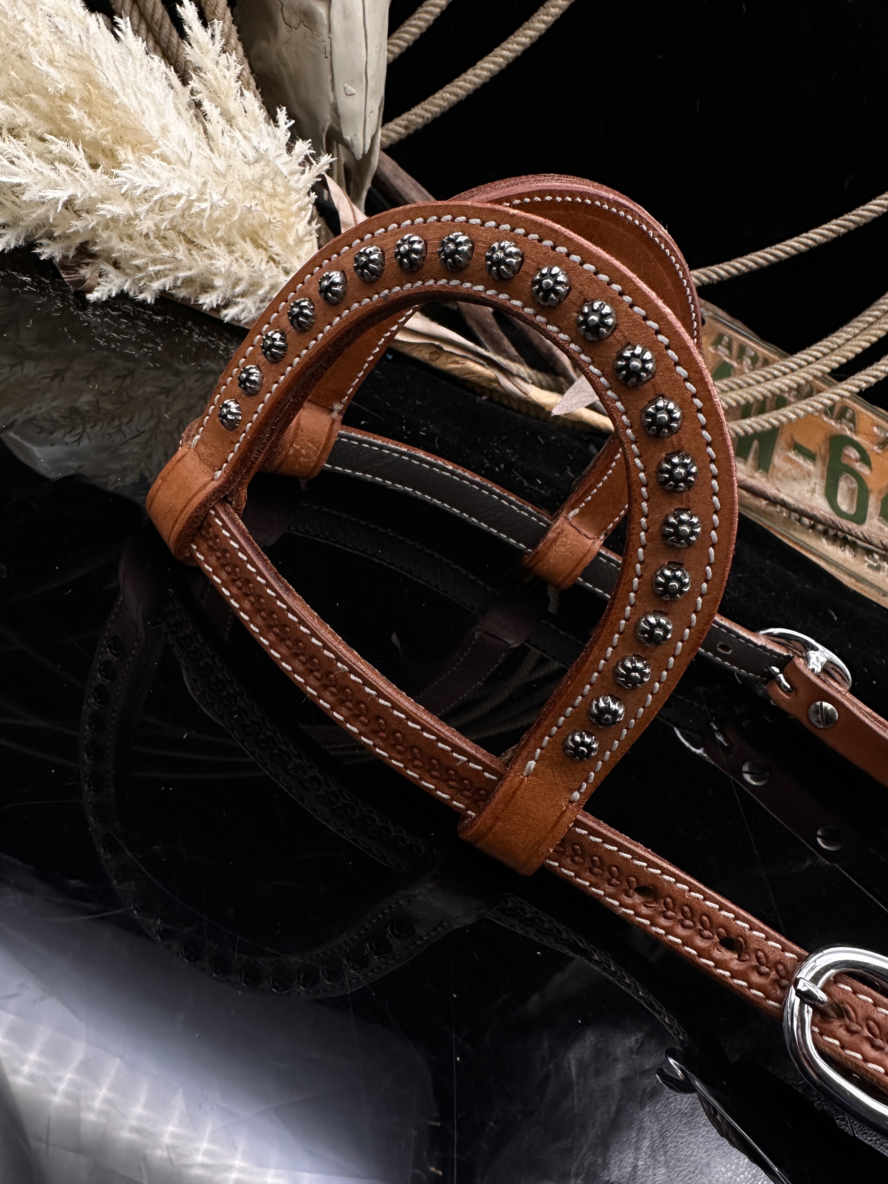 Basic | Chestnut | Basket tooled western hoofdstel