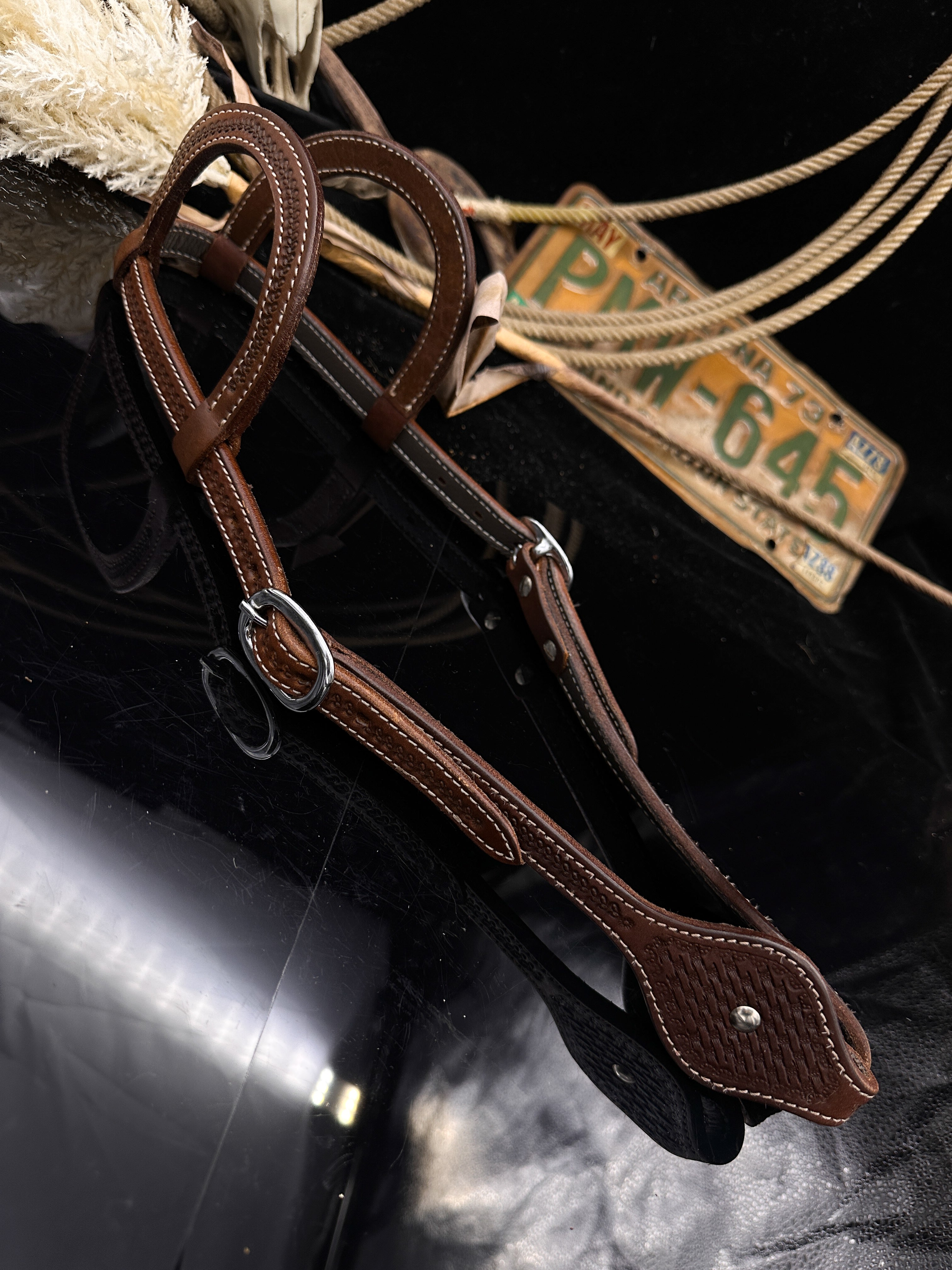 Basic | Rich Chestnut | Basket tooled western hoofdstel