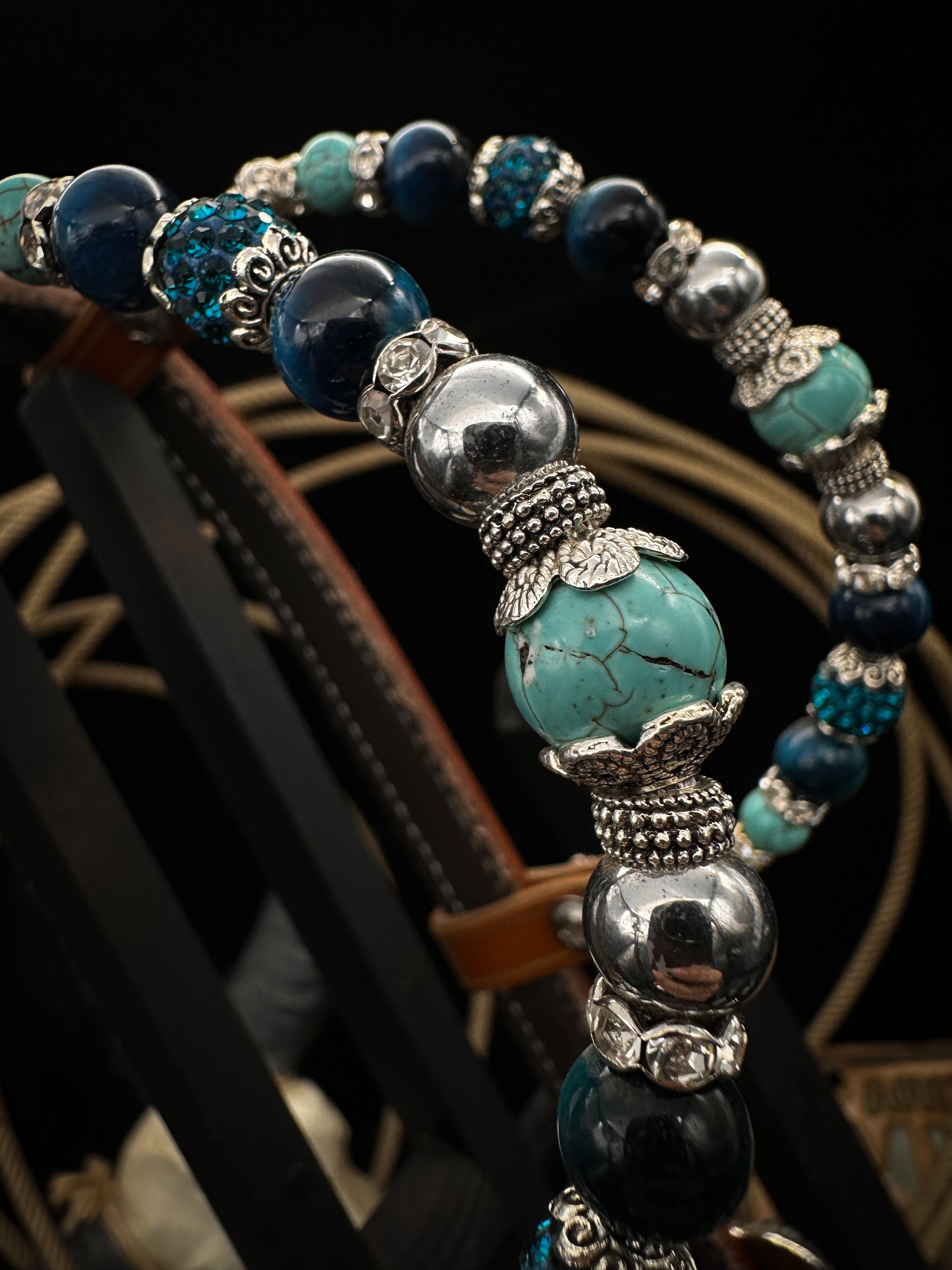 Premium | Petrol & turkoois  | Floral tooled western hoofdstel