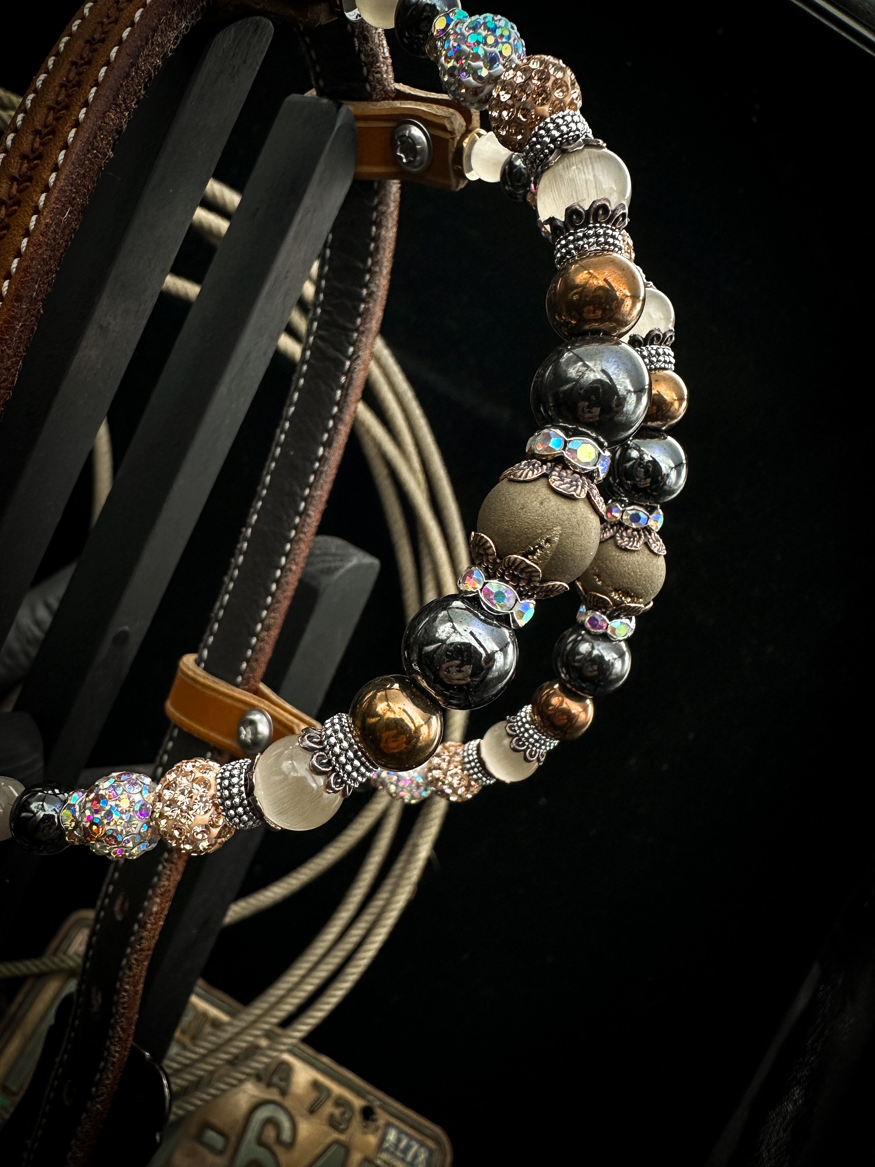 Premium | Western hoofdstel | Cowhide Copper & Shine