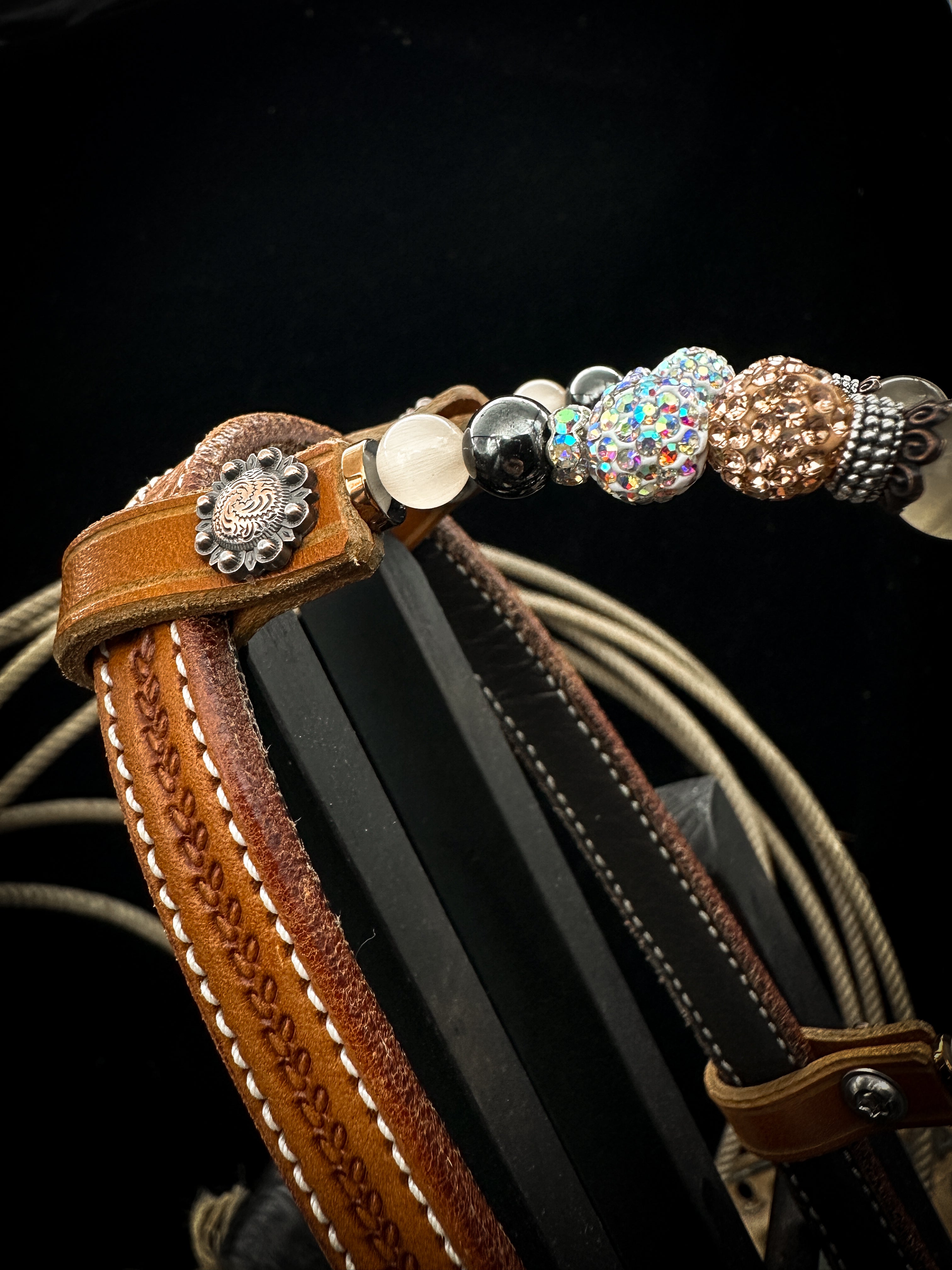 Premium | Western hoofdstel | Cowhide Copper & Shine