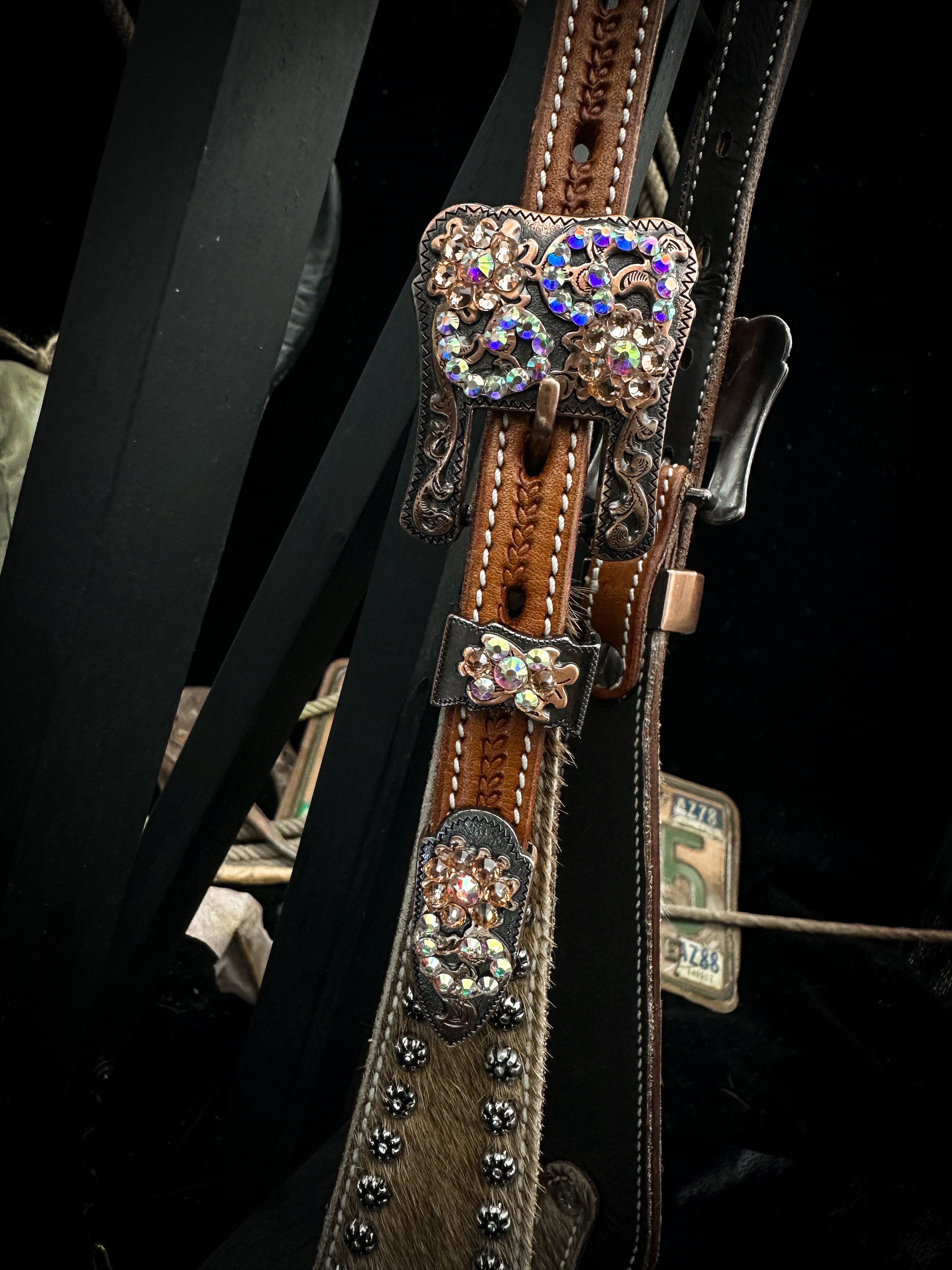 Premium | Western hoofdstel | Cowhide Copper & Shine