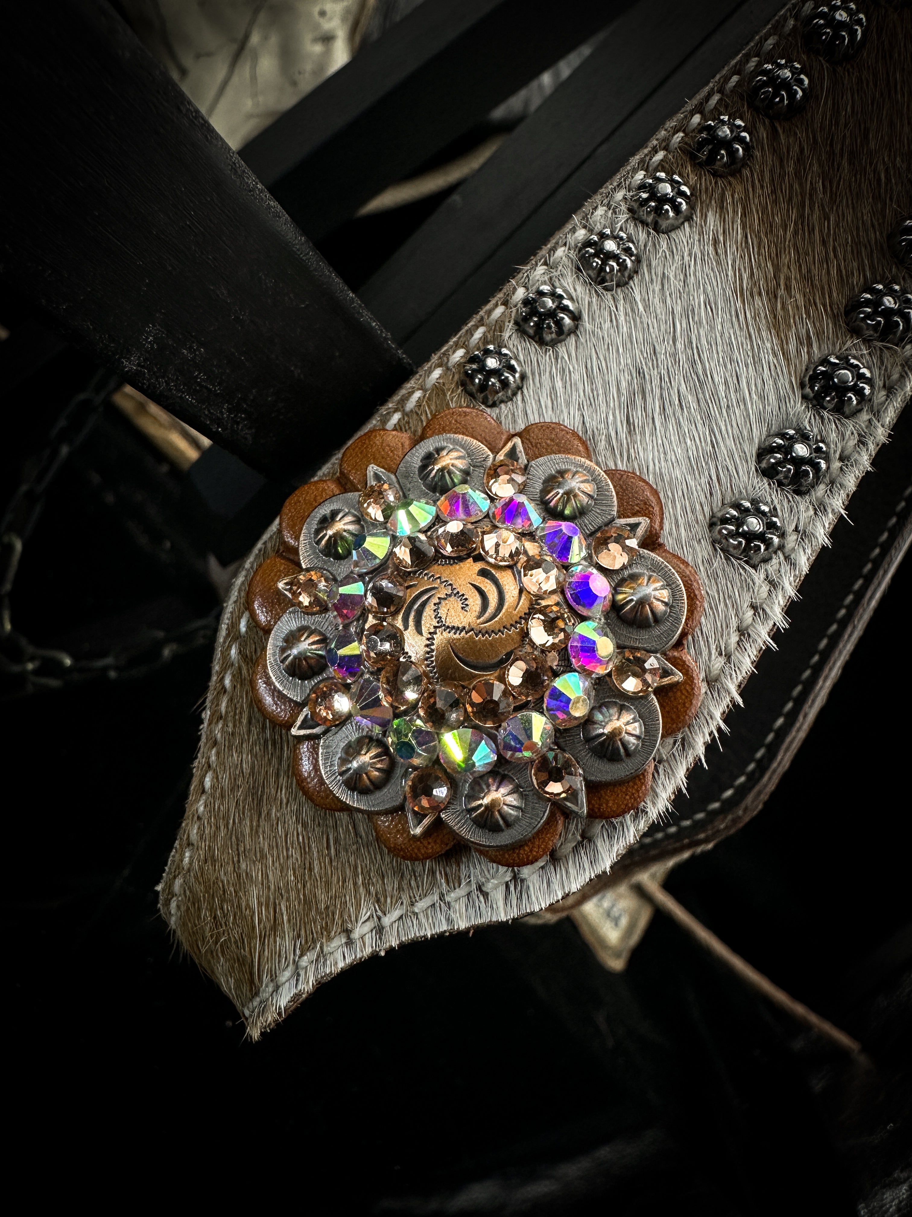 Premium | Western hoofdstel | Cowhide Copper & Shine